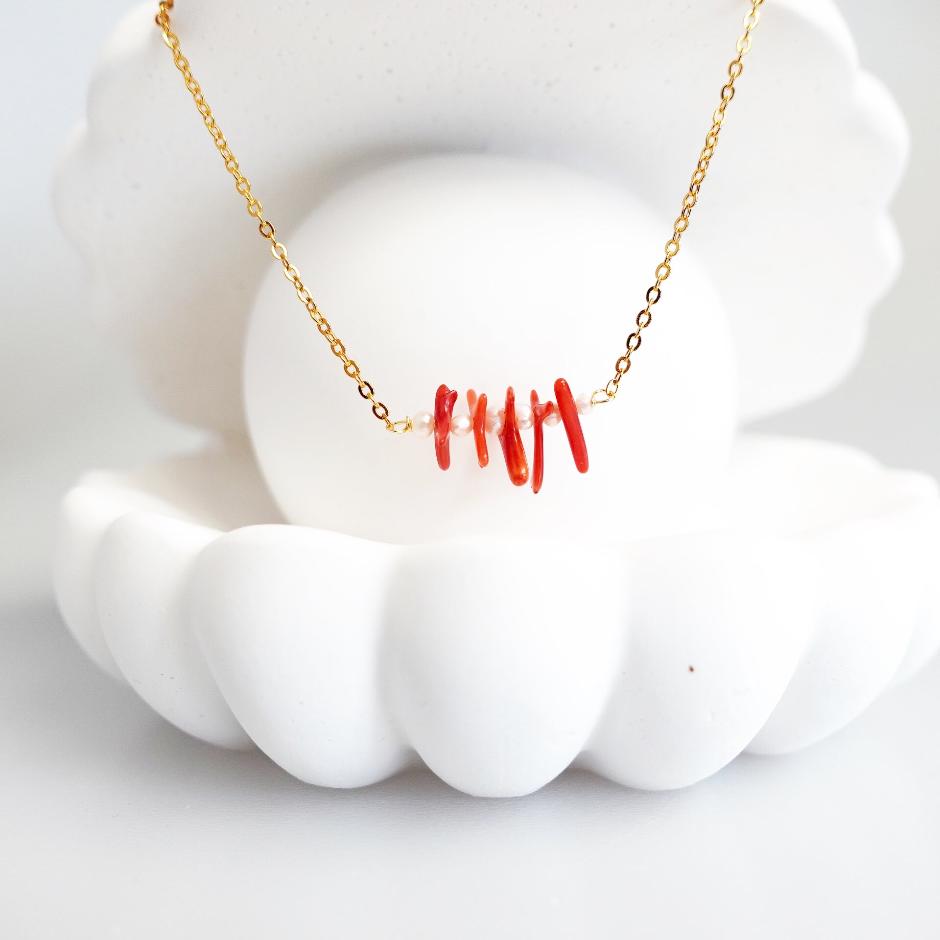 Natural Red Coral Necklace - Yun Boutique