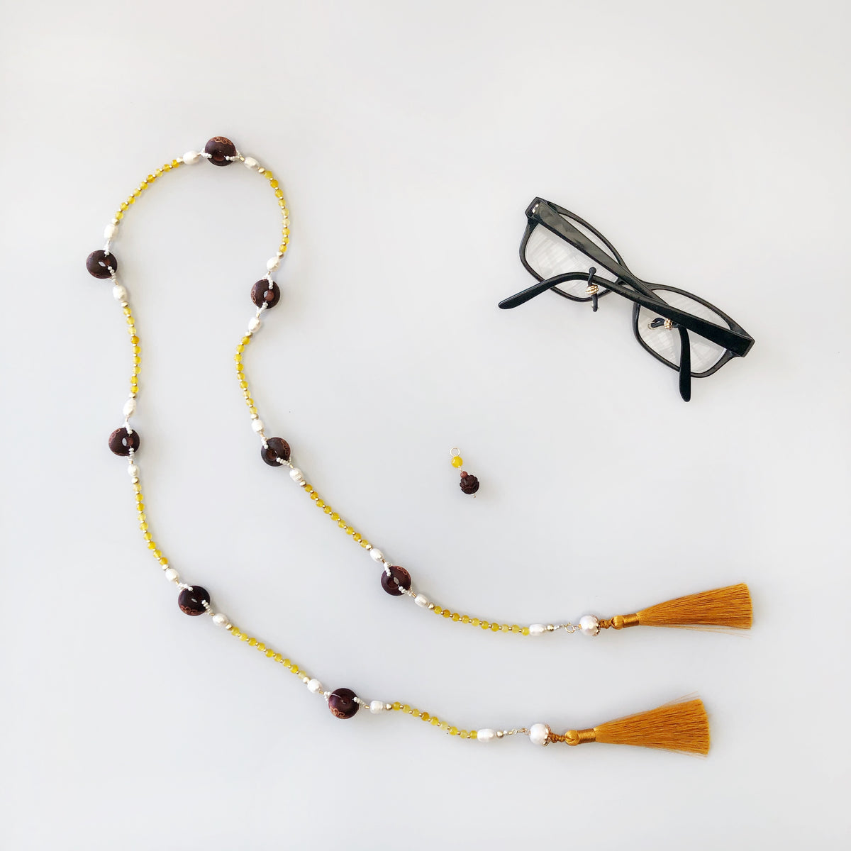 Return to Origin Jade and Wood Lariat Necklace Set