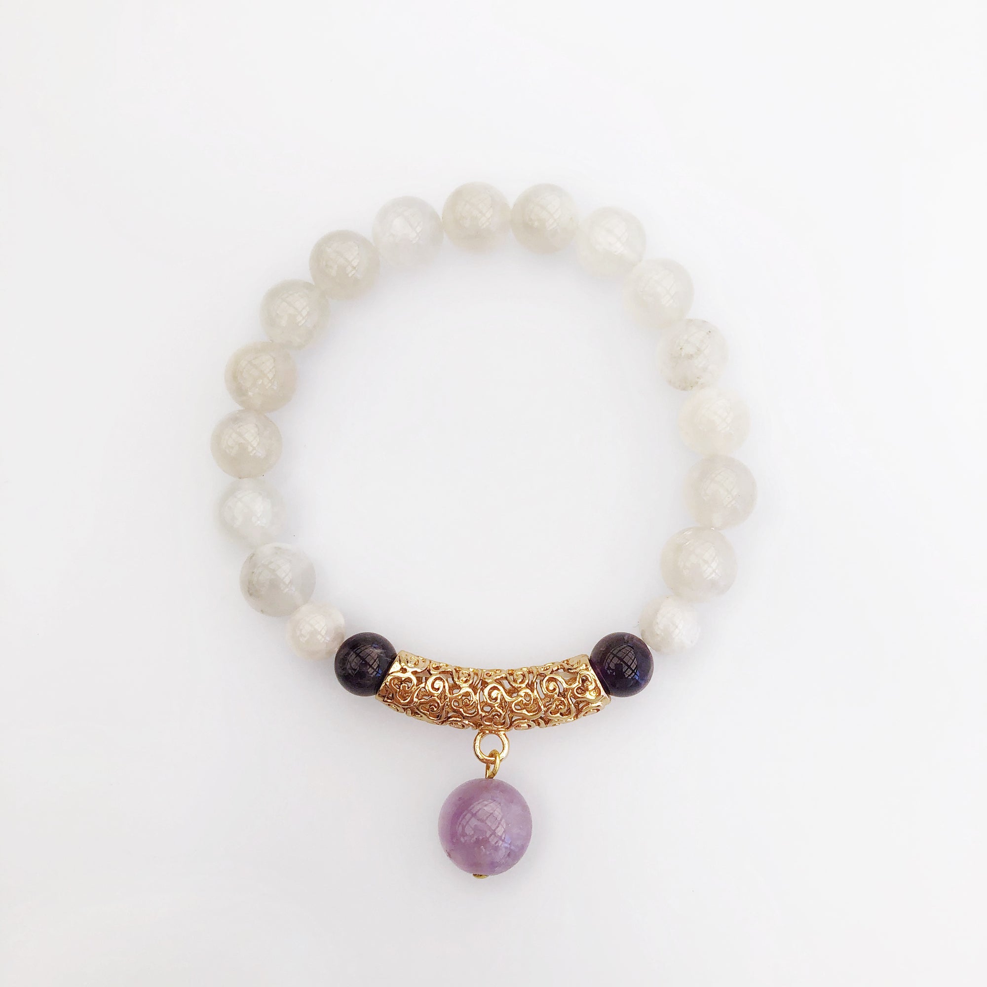 Beaded Moonstone Auspicious Clouds Bracelet