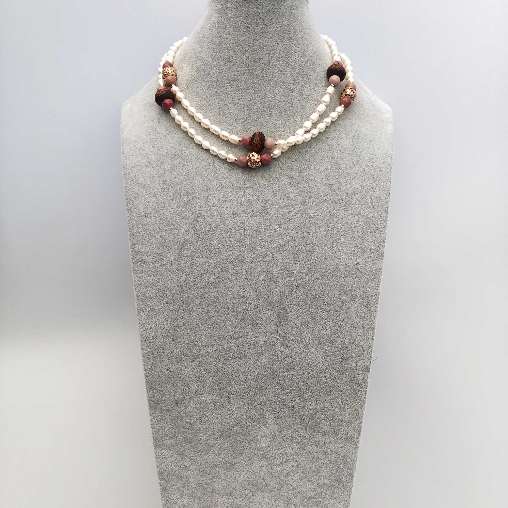 Multi-style Baroque Pearl Lariat Necklace Set with Red Tassels