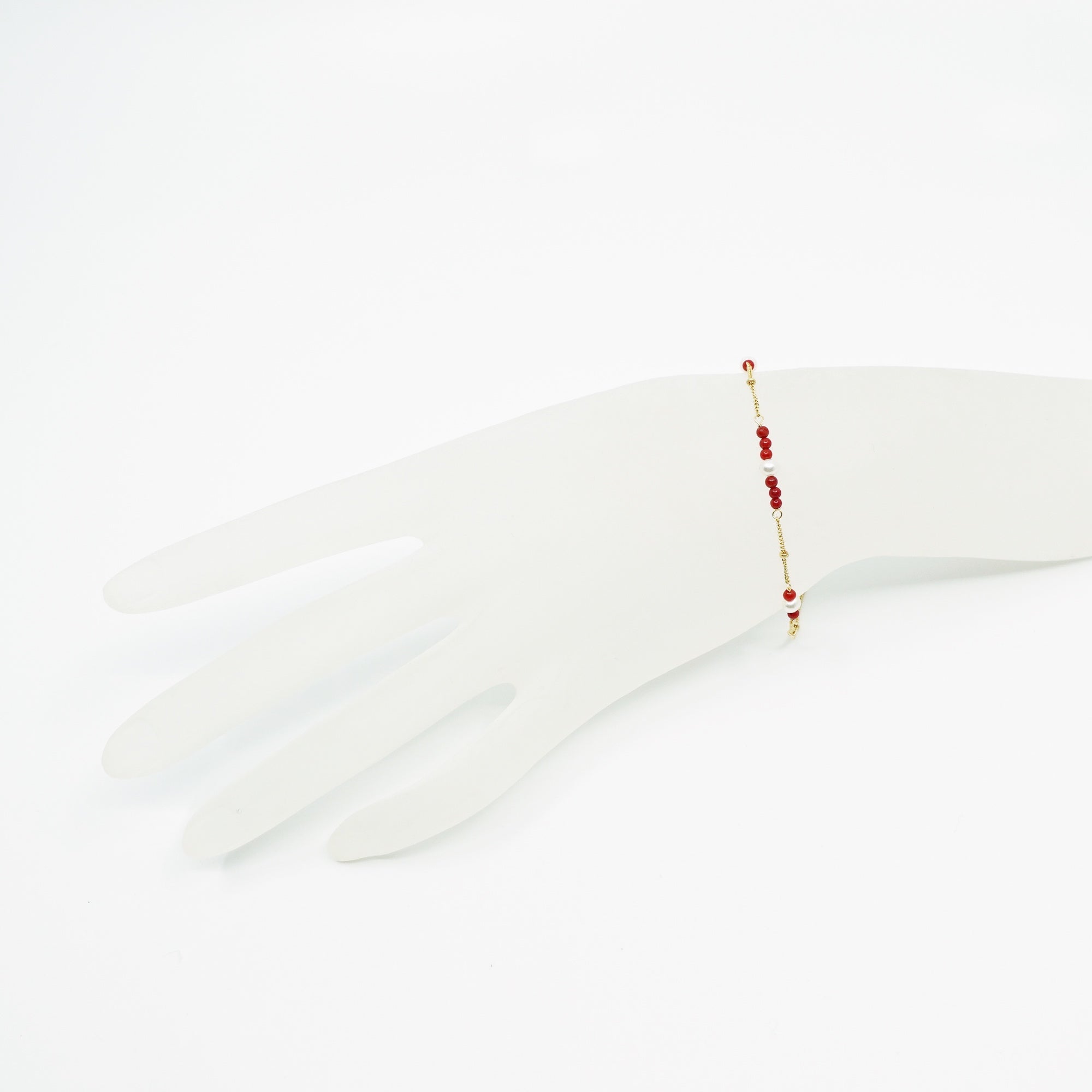 Gold Filled Red Coral and Seed Pearl Bracelet - Yun Boutique