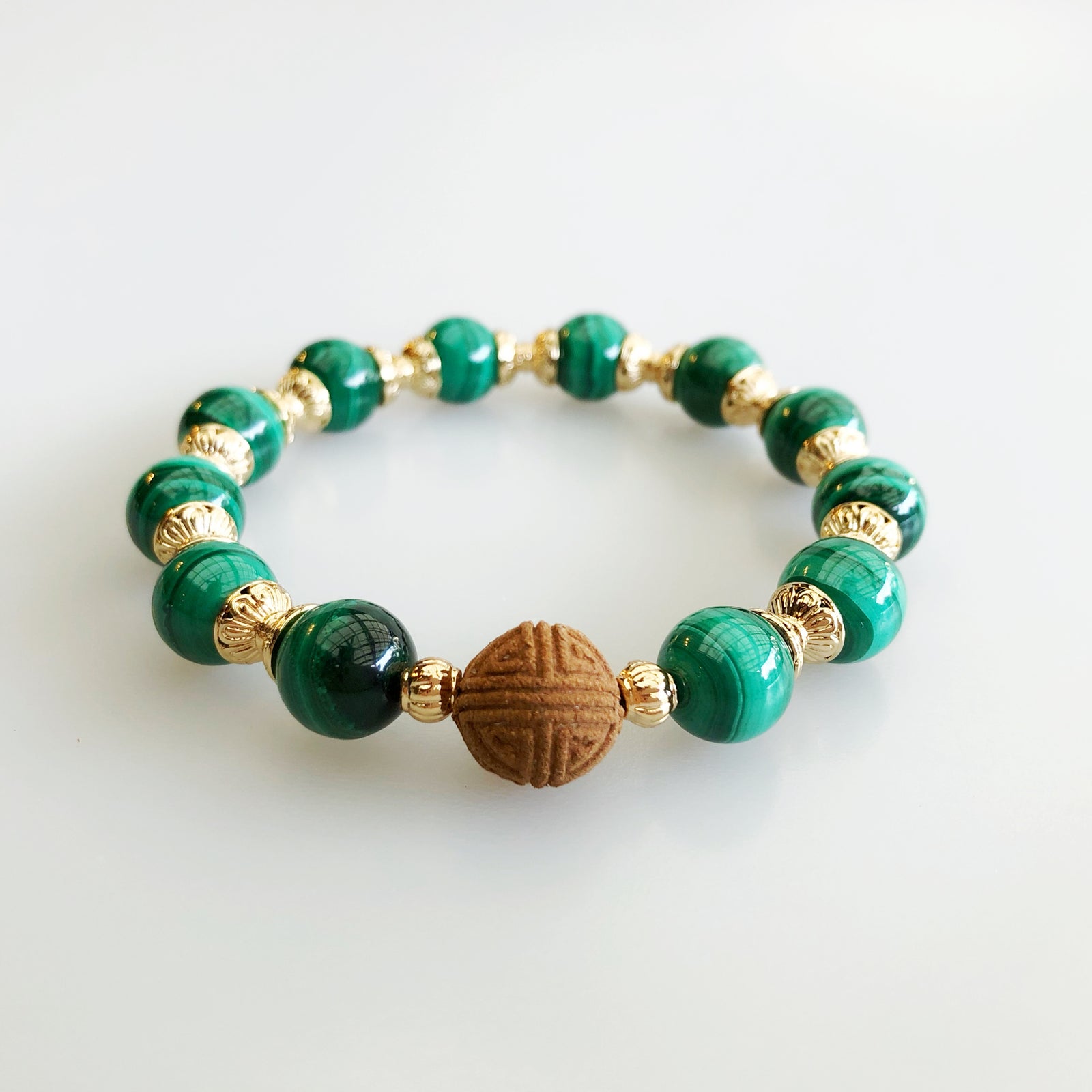 Vintage Style 10mm Malachite Herbal Bracelet