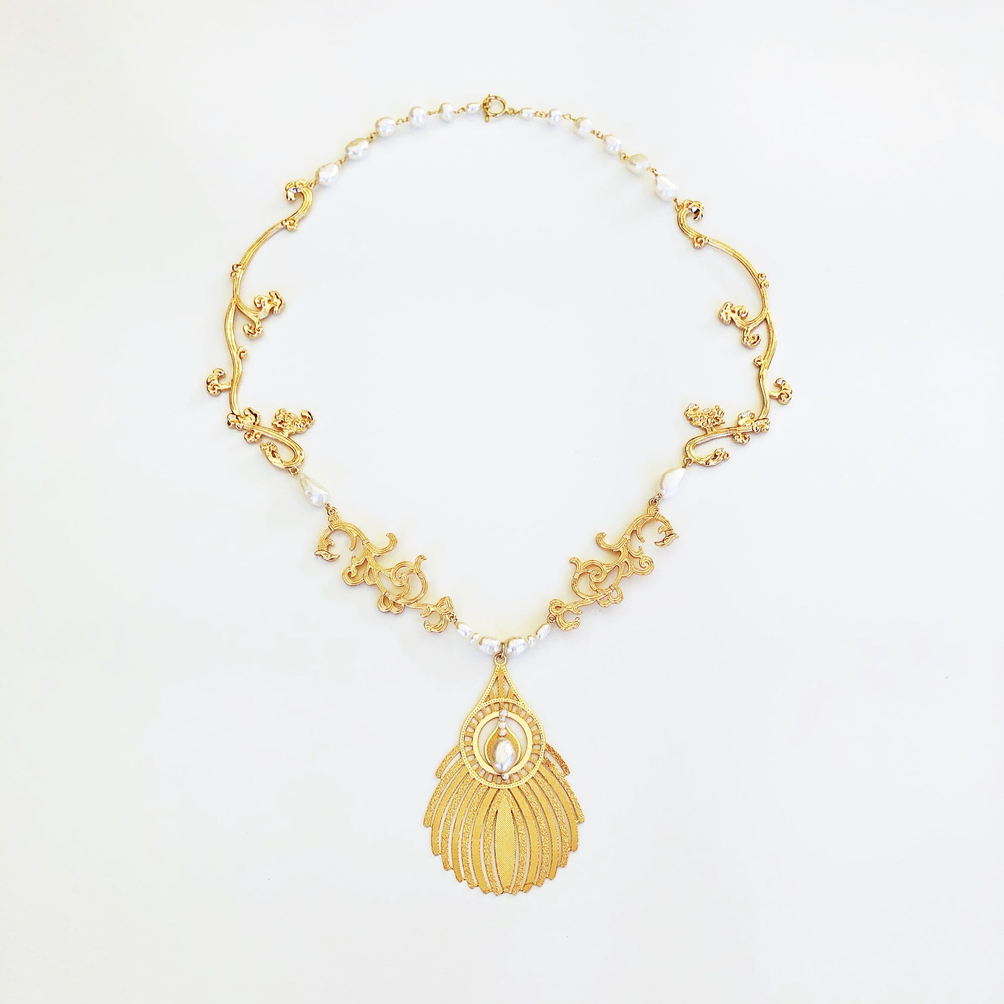 Gold Phoenix Feather Statement Necklace - Yun Boutique