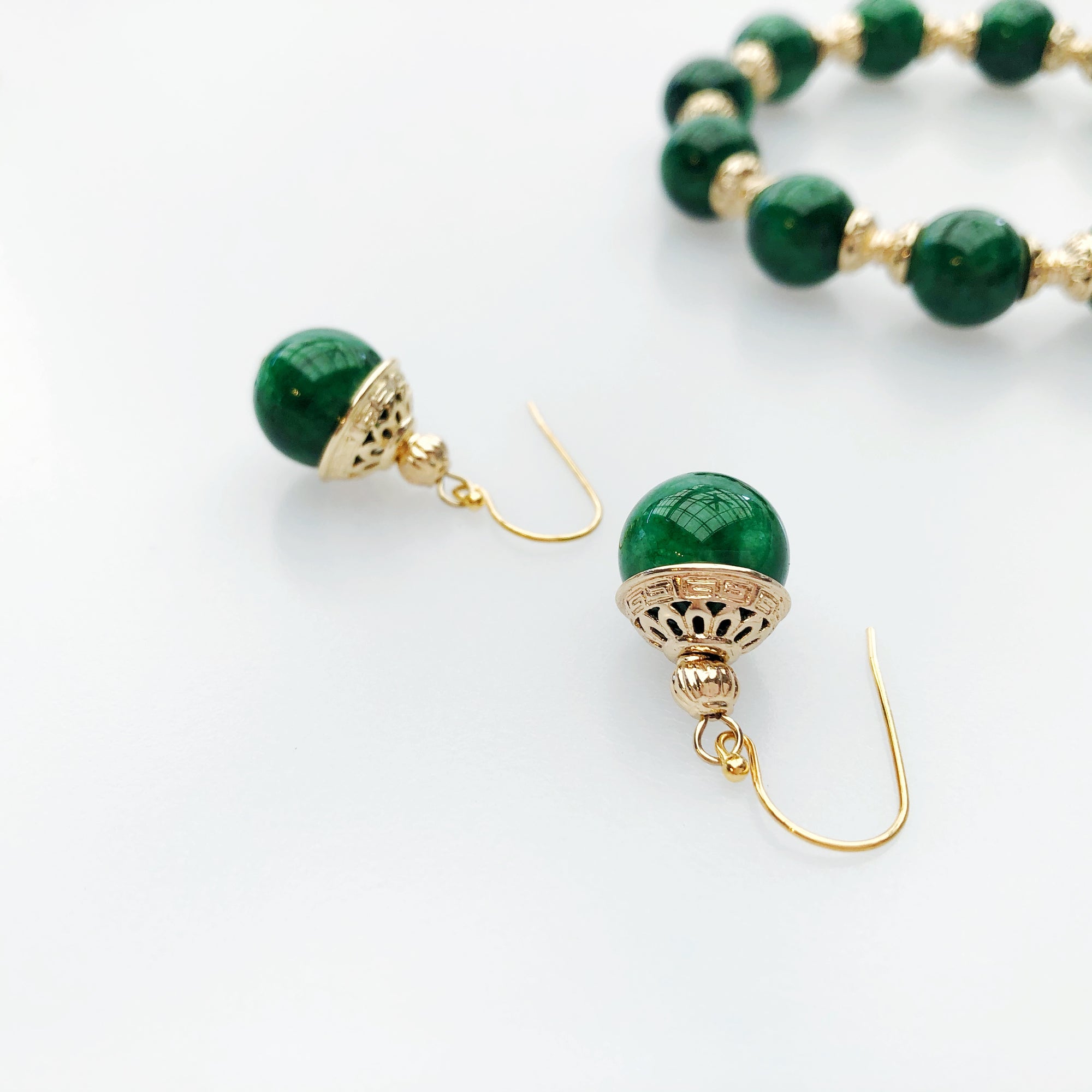 Gold Jadeite Earrings