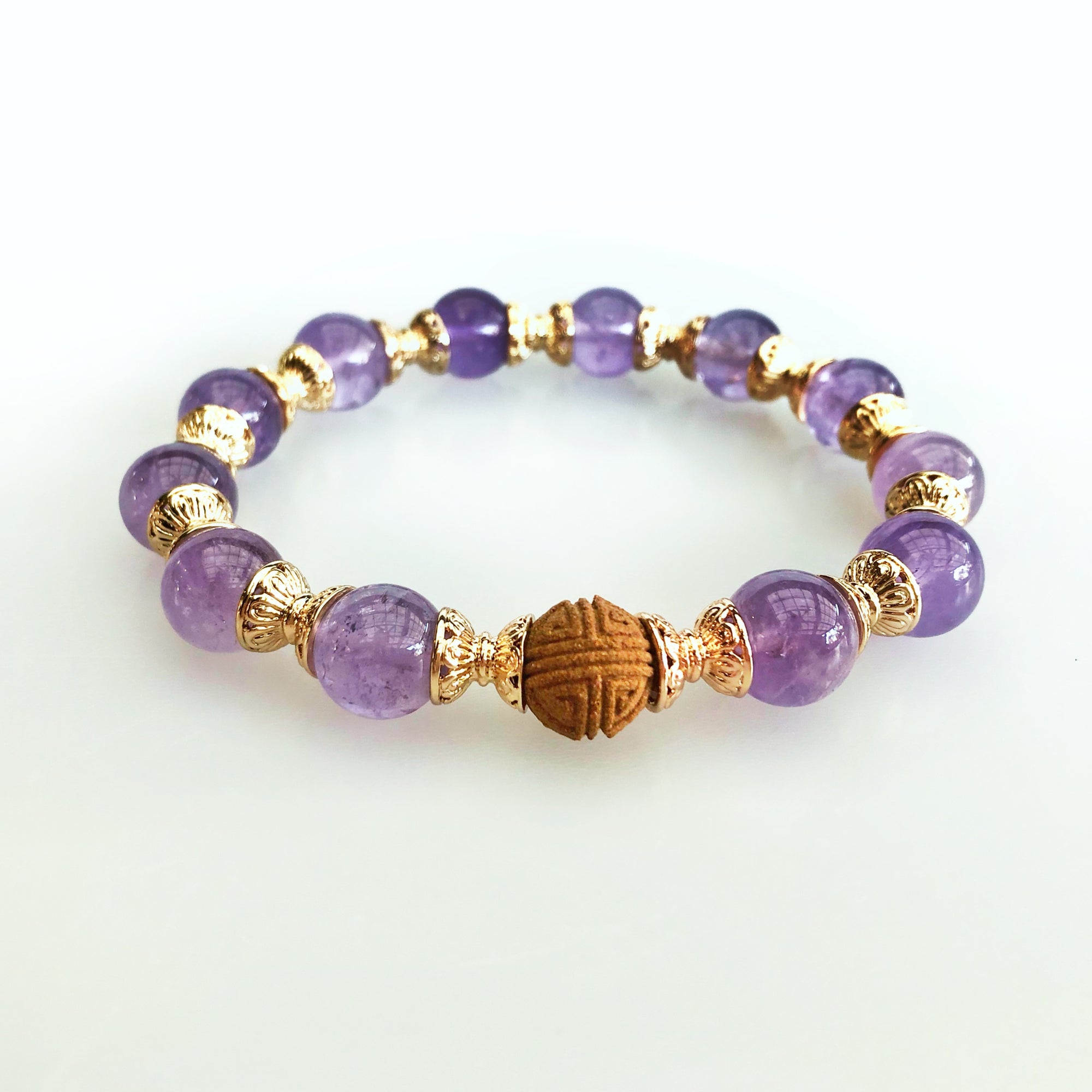 Vintage Style 10mm Amethyst Herbal Bracelet