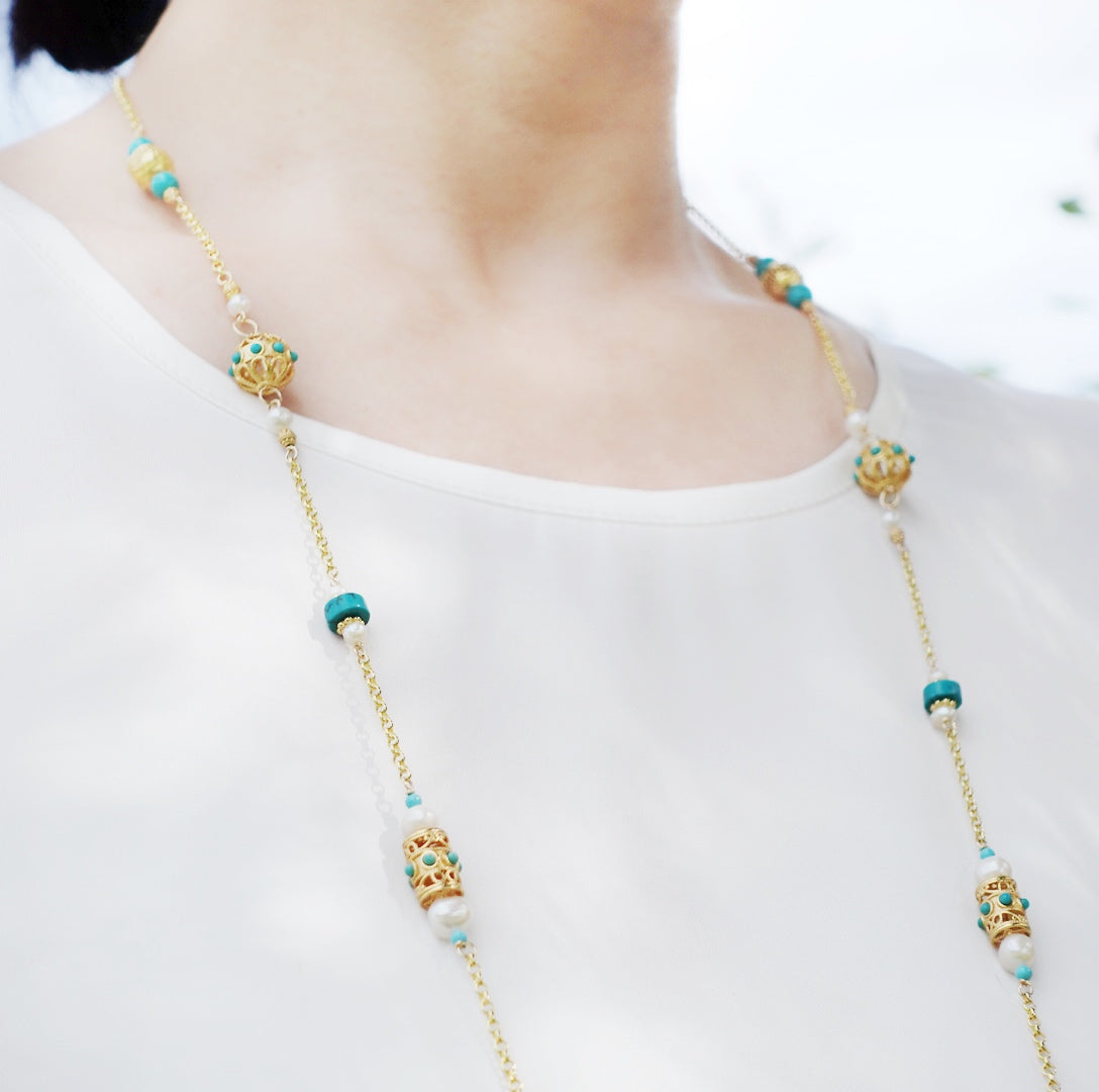 Yun Boutique The Nine Antique Style Long Necklace and Earrings Set