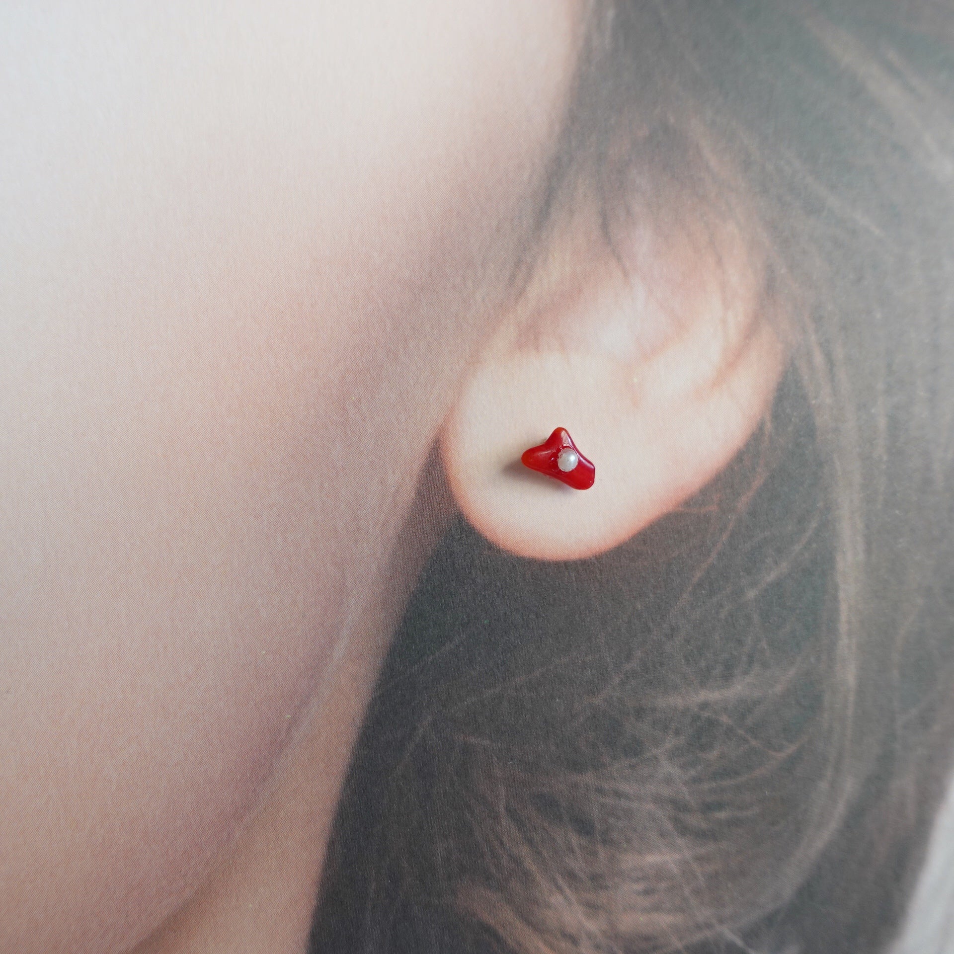 Natural Red Coral Studs - Yun Boutique