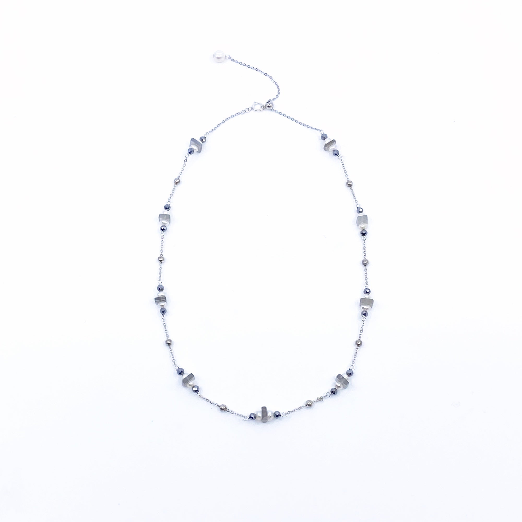 Yun Boutique The Nine Grey Gemstone Choker Necklace and Earrings Set