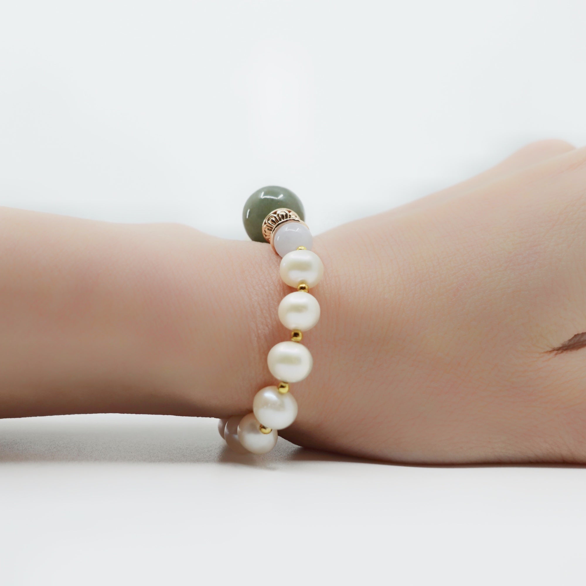 Fresh Water Pear and Jadeite Bracelet 16cm - Yun Boutique