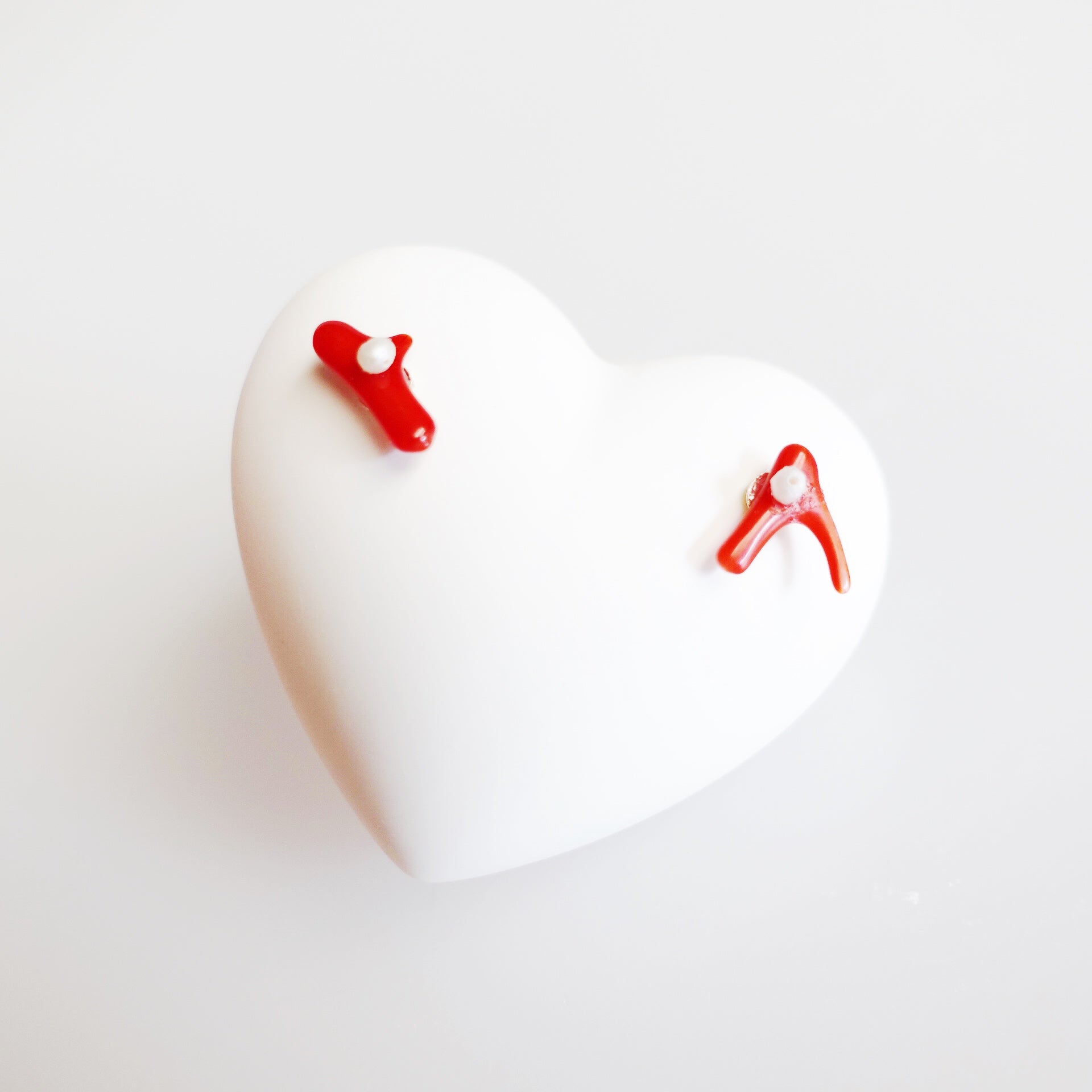 Asymmetrical Natural Red Coral Branch Studs