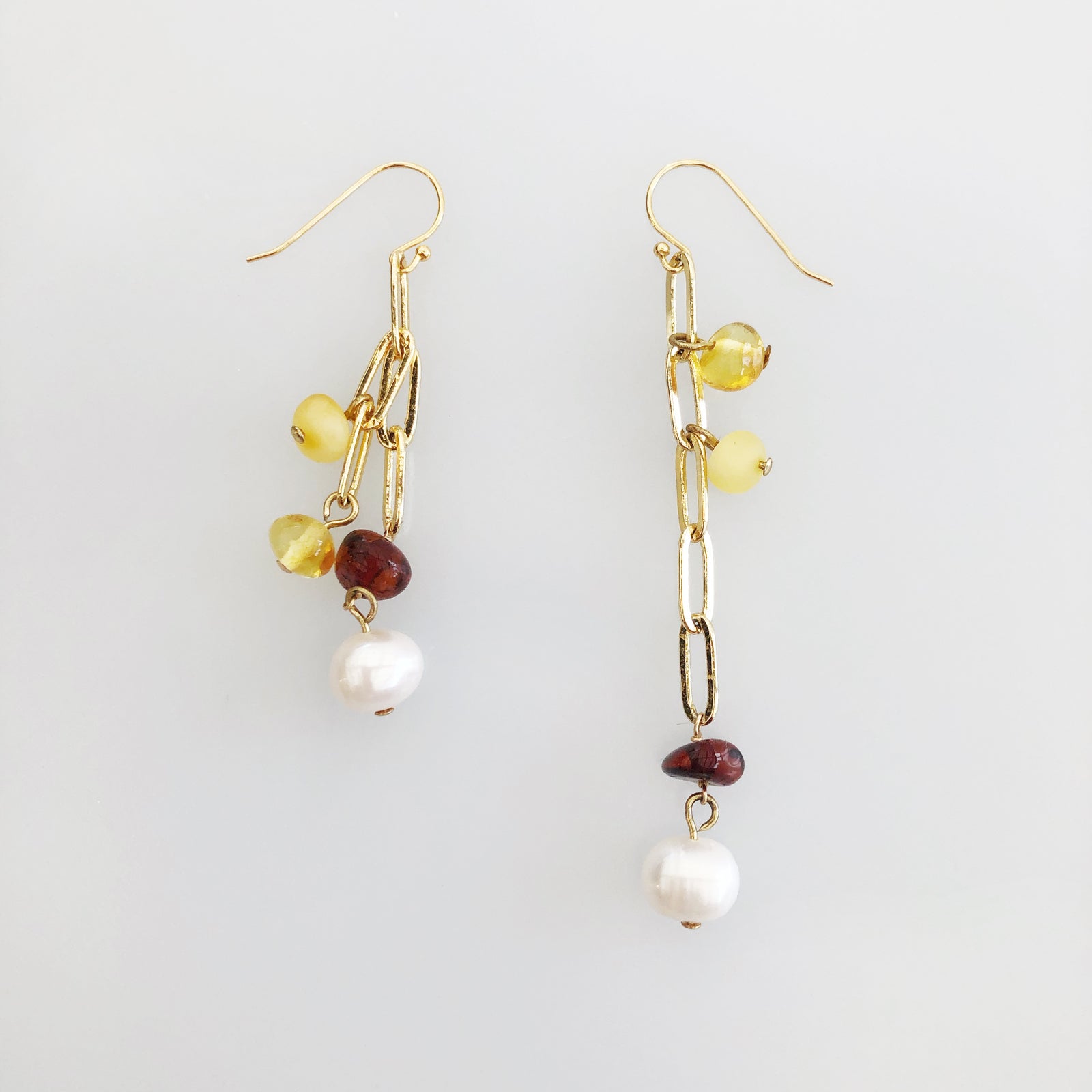 The Cloud Pearl and Amber Earrings