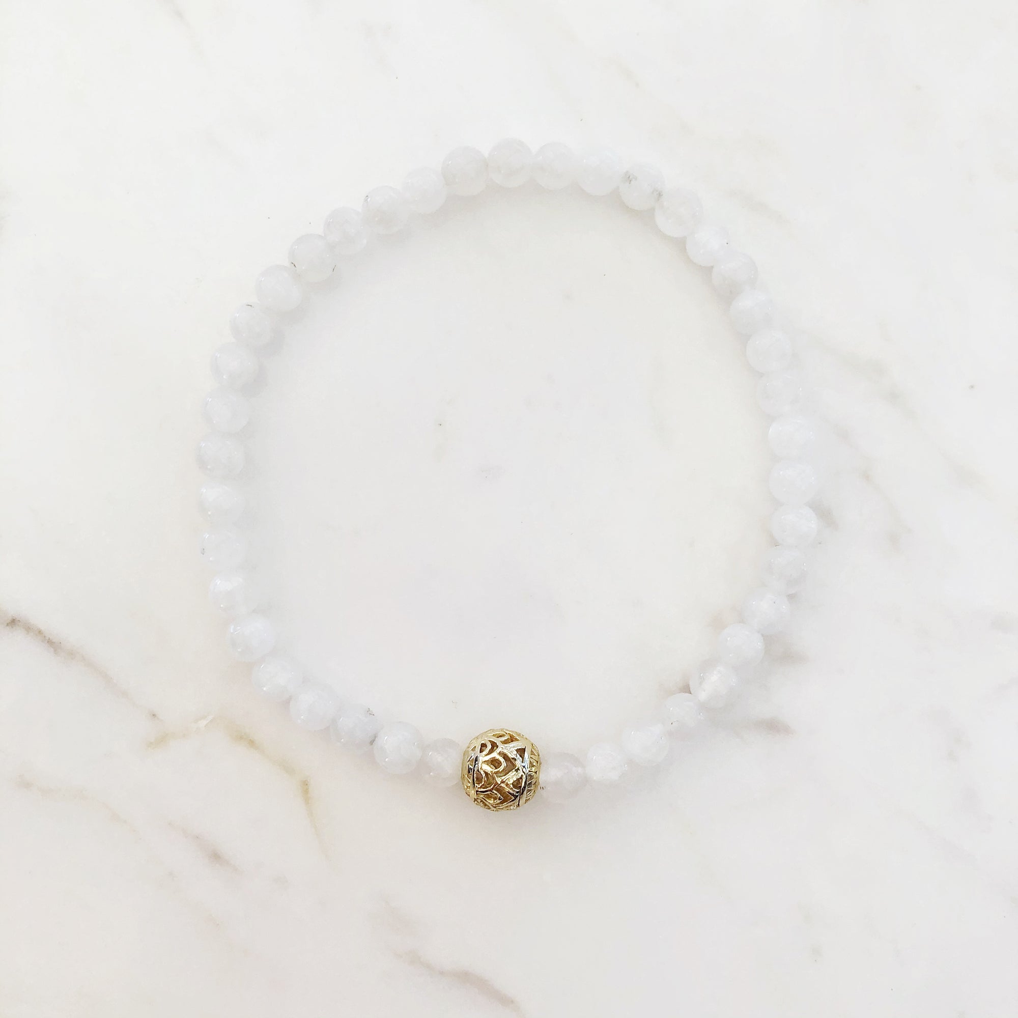 Beaded Moonstone Lotus Bracelet