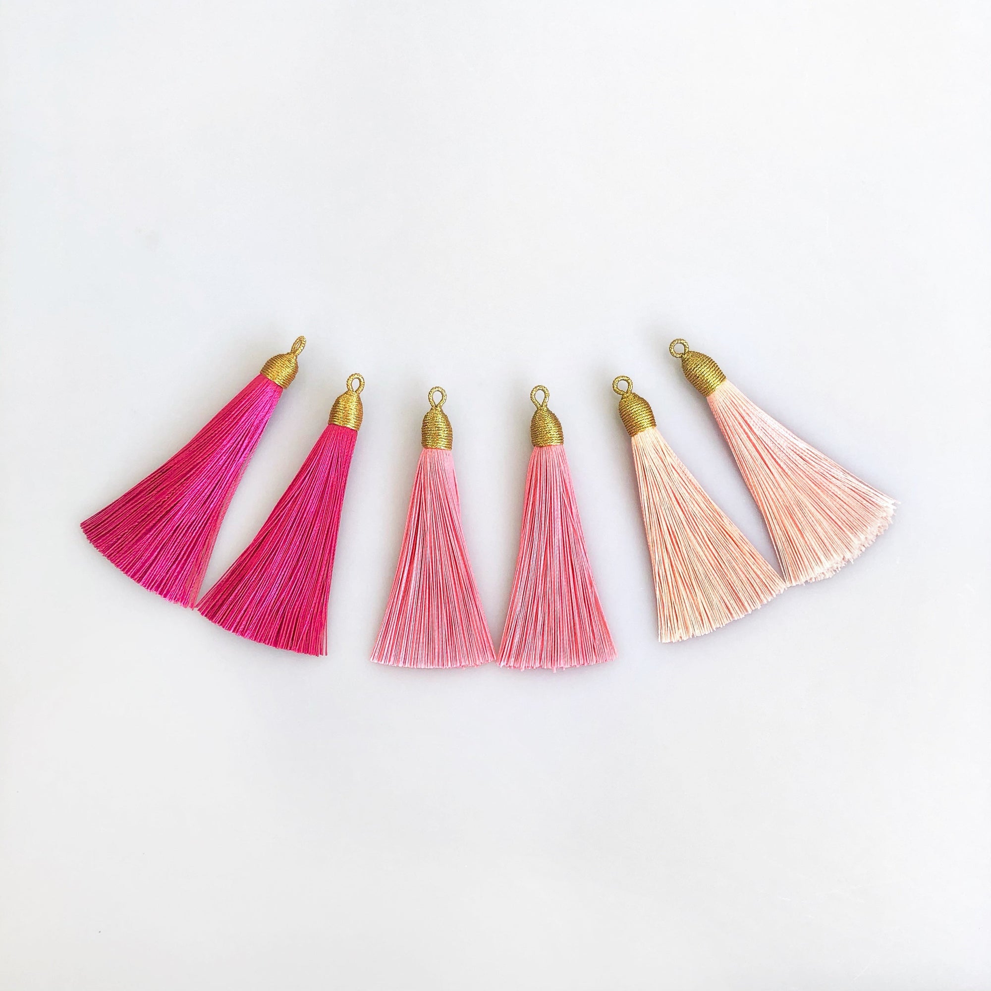 Large Baroque Pearl Deep Pink Silk Tassel Earrings - Yun Boutique