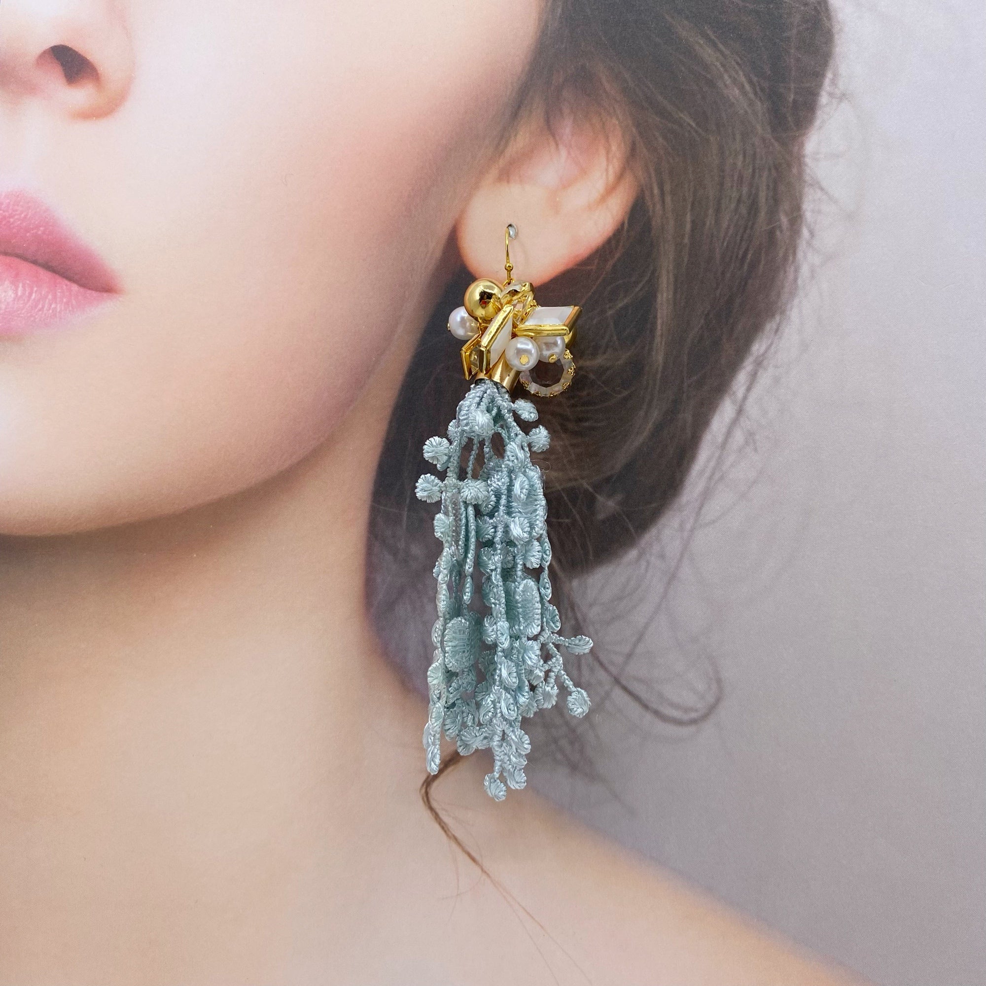 Teal Lace Earrings - Yun Boutique