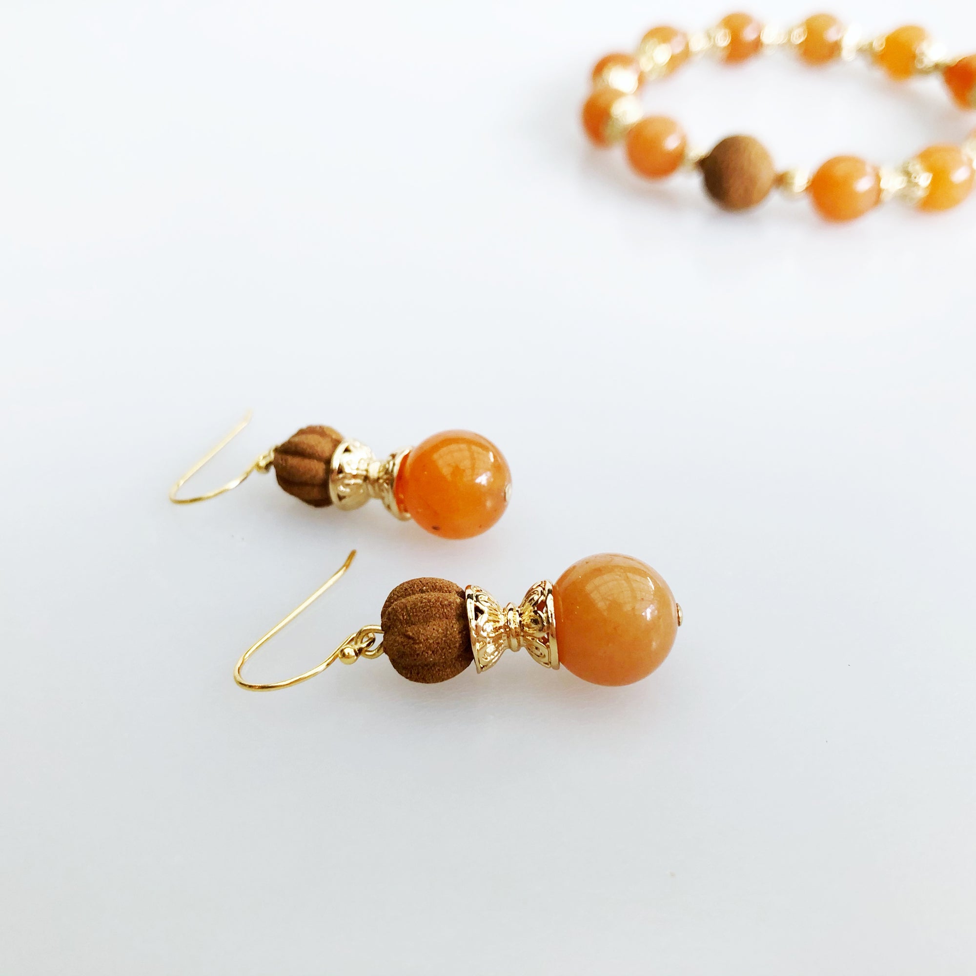 Orange Aventurine Herbal Earrings