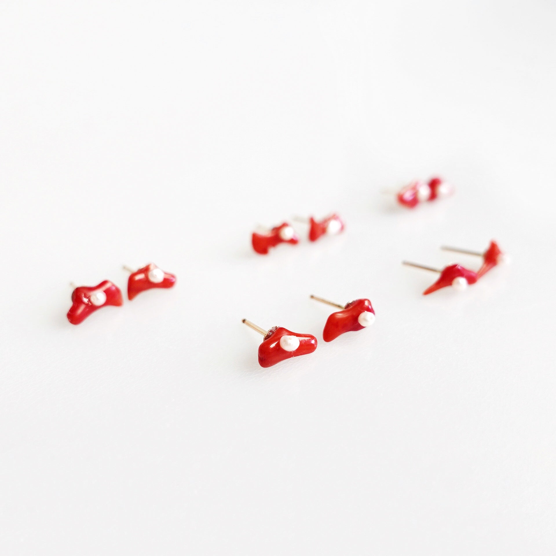 Natural Red Coral Studs - Yun Boutique