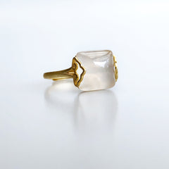 Gold Square White Agate Ring | Asian Boutique Jewelry from New