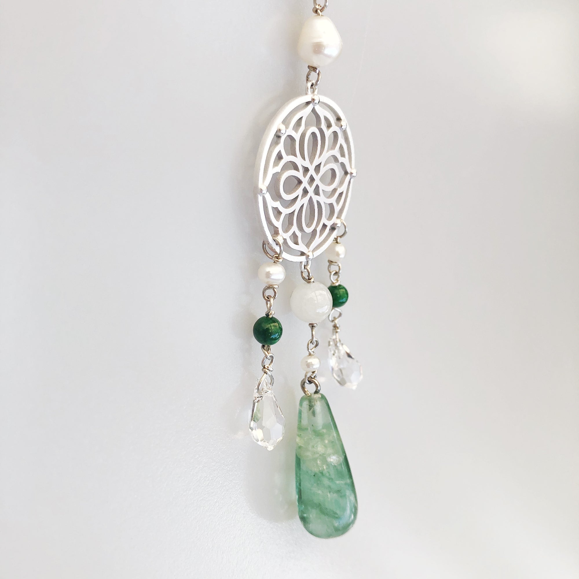 Multi-style Aventurine Lariat Necklace Set with Moonstone Tassels - Yun Boutique