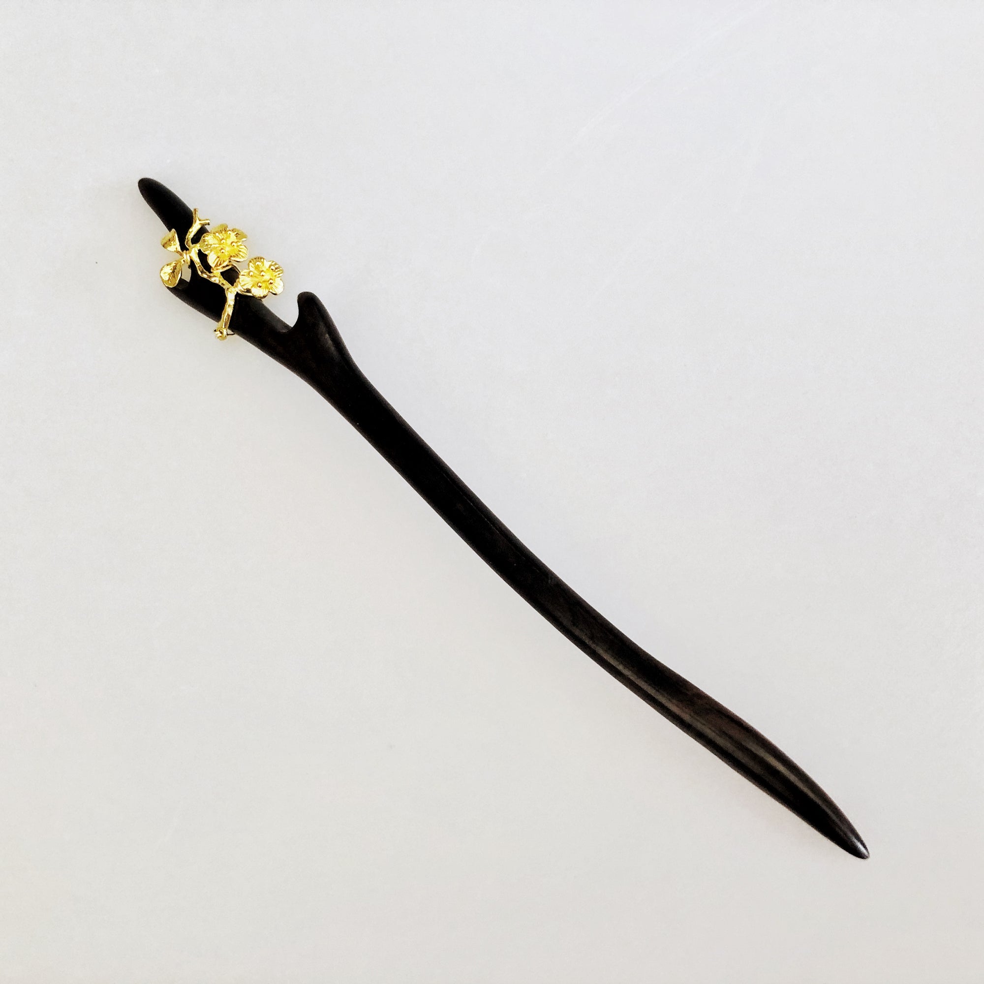 Gold Plum Blossom Wood Hair Stick