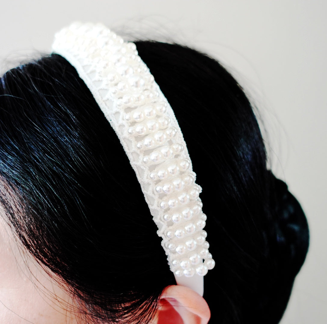 Yun Boutique Large Pearl Crown Bridal Headband