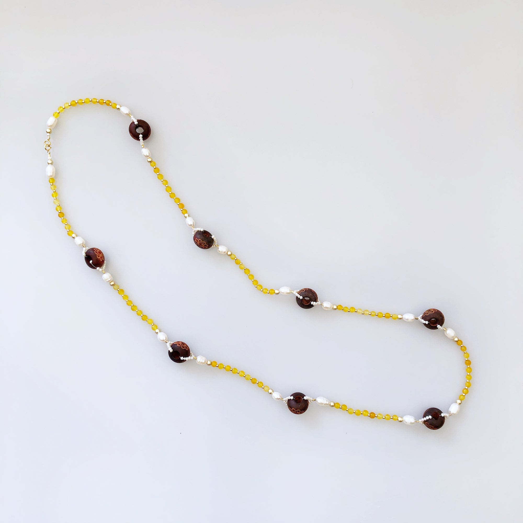 Return to Origin Jade and Wood Lariat Necklace Set