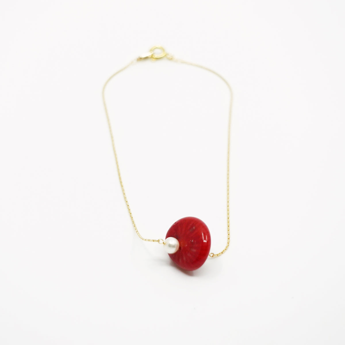 Gold Filled Red Coral Anklet - Yun Boutique