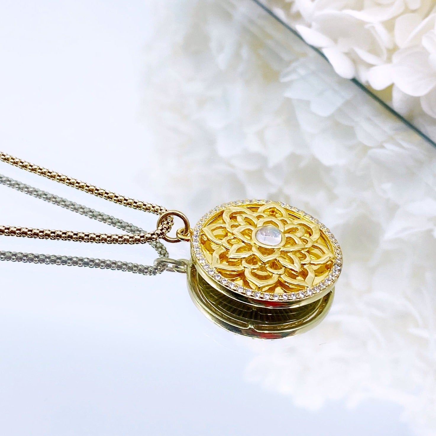 Yun Boutique Gold Lotus Pendant Necklace in Sterling Silver