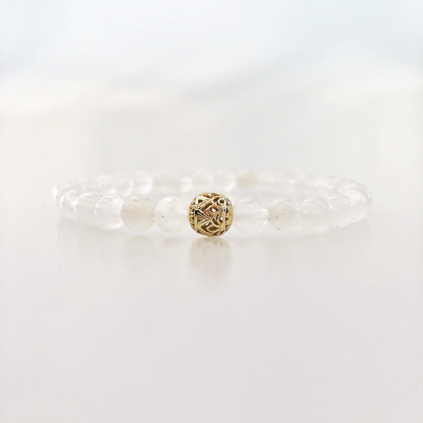 Beaded Moonstone Lotus Bracelet