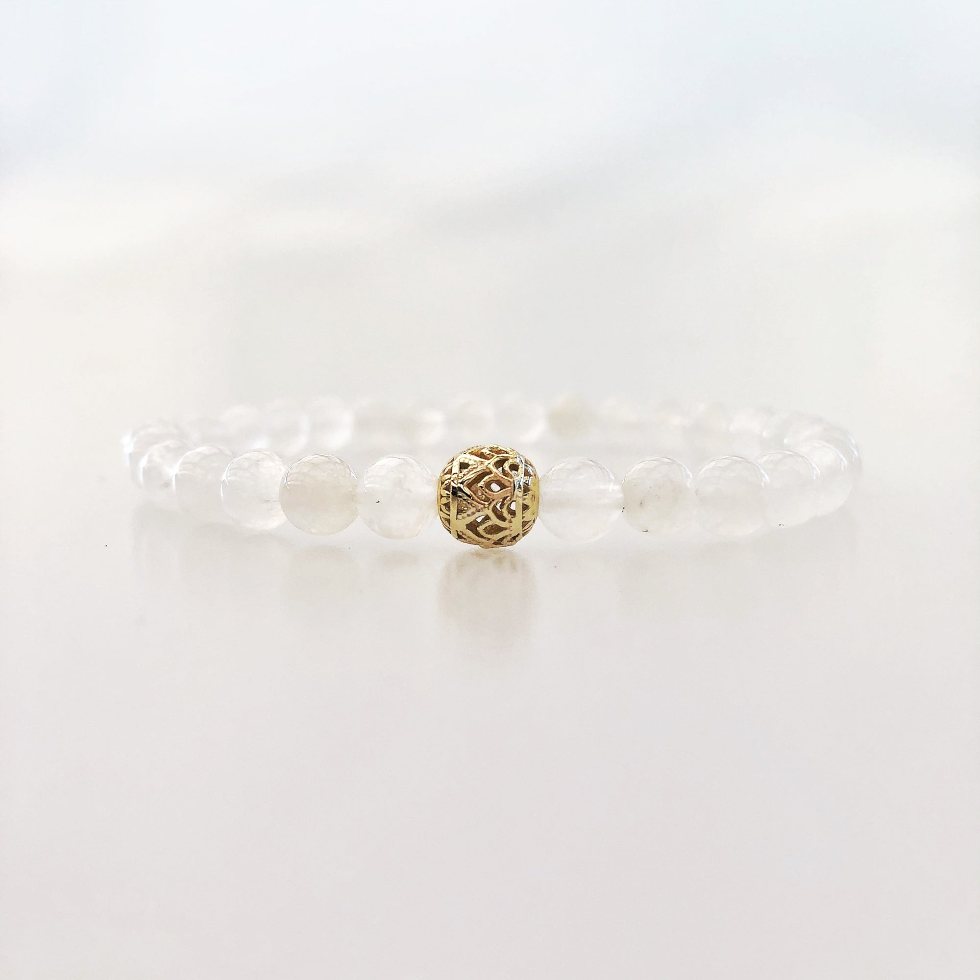 Beaded Moonstone Lotus Bracelet