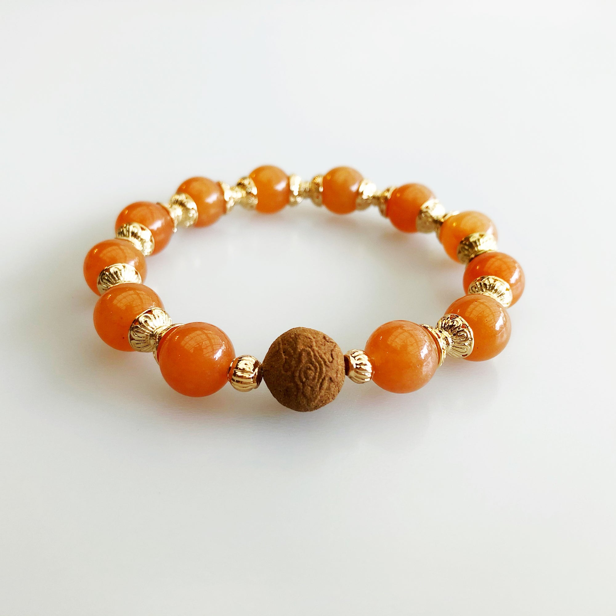 Vintage Style 10mm Orange Aventurine Herbal Bracelet