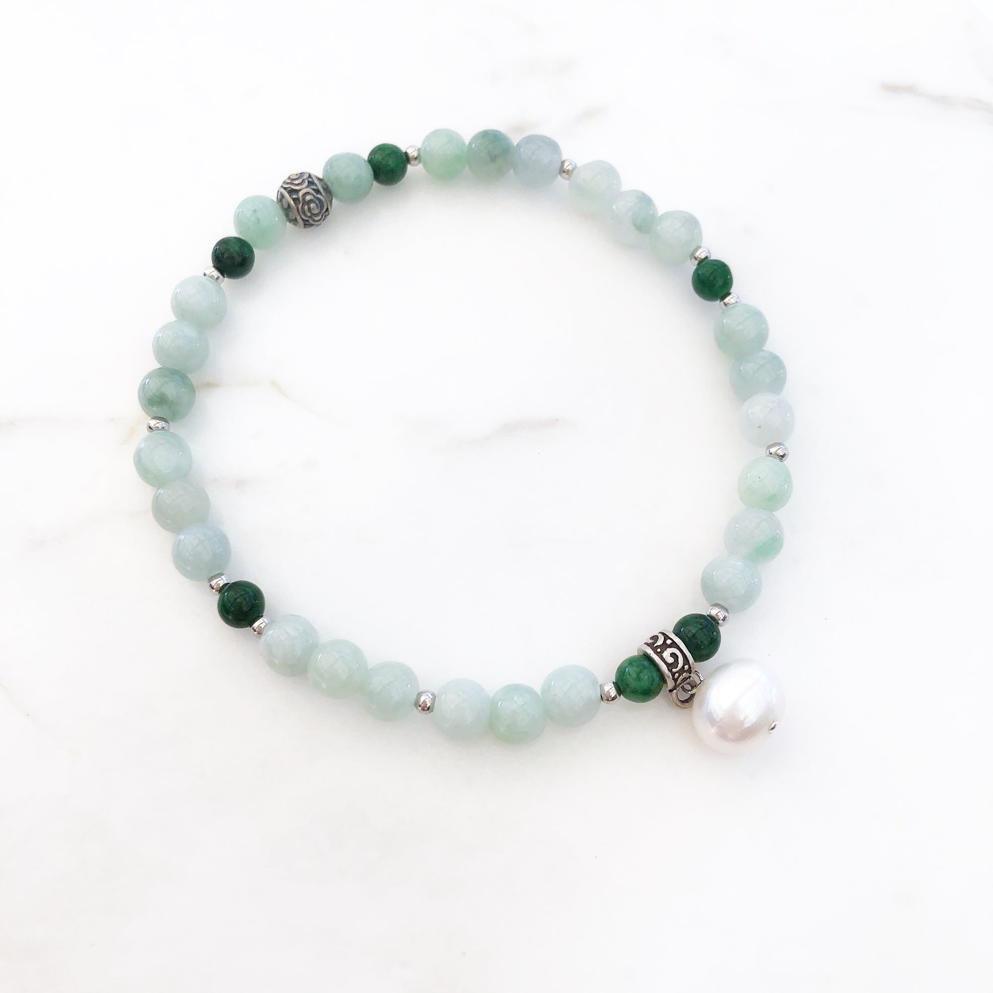 Ten Directional Min Green Jadeite Bracelet