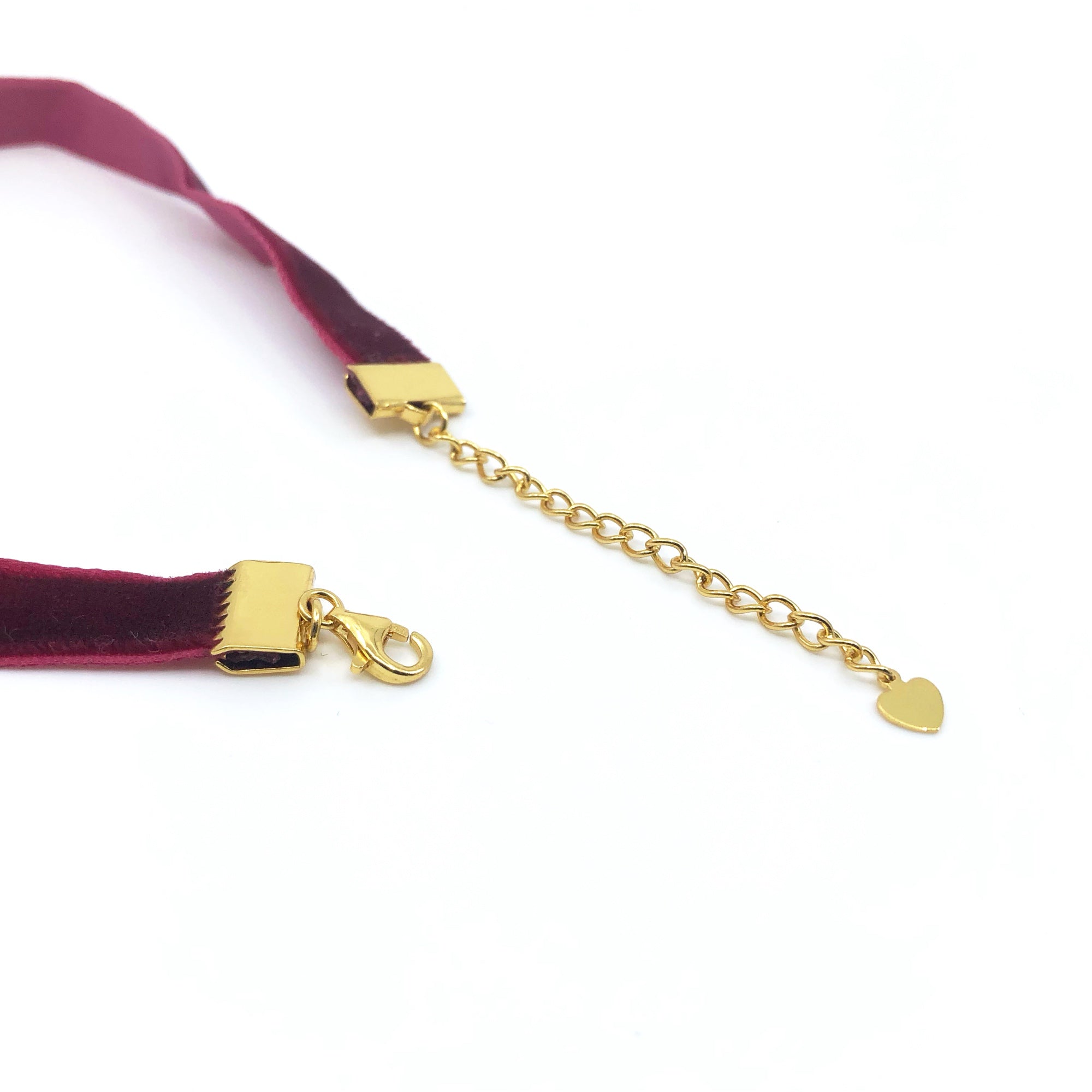 Ruby Red Velvet Choker Necklace with Adjustable Chain - Yun Boutique