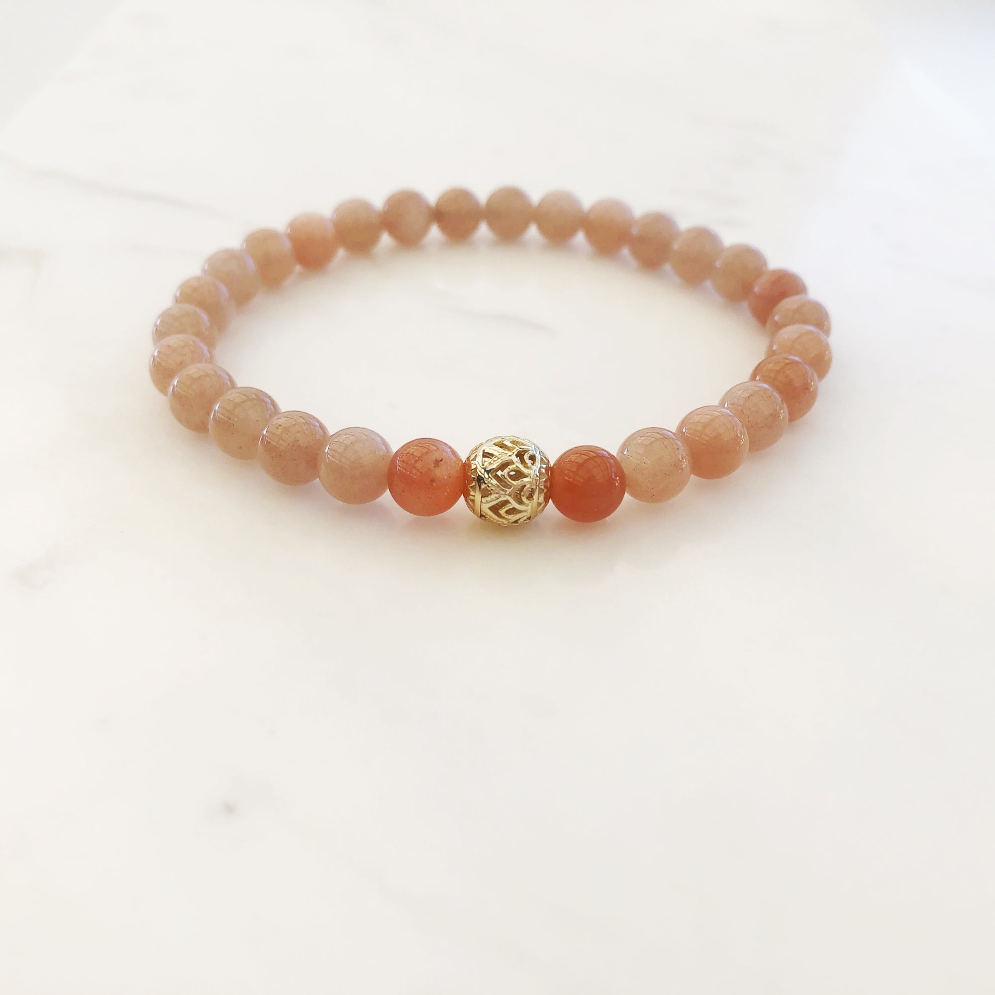 Beaded Sunstone Lotus Bracelet