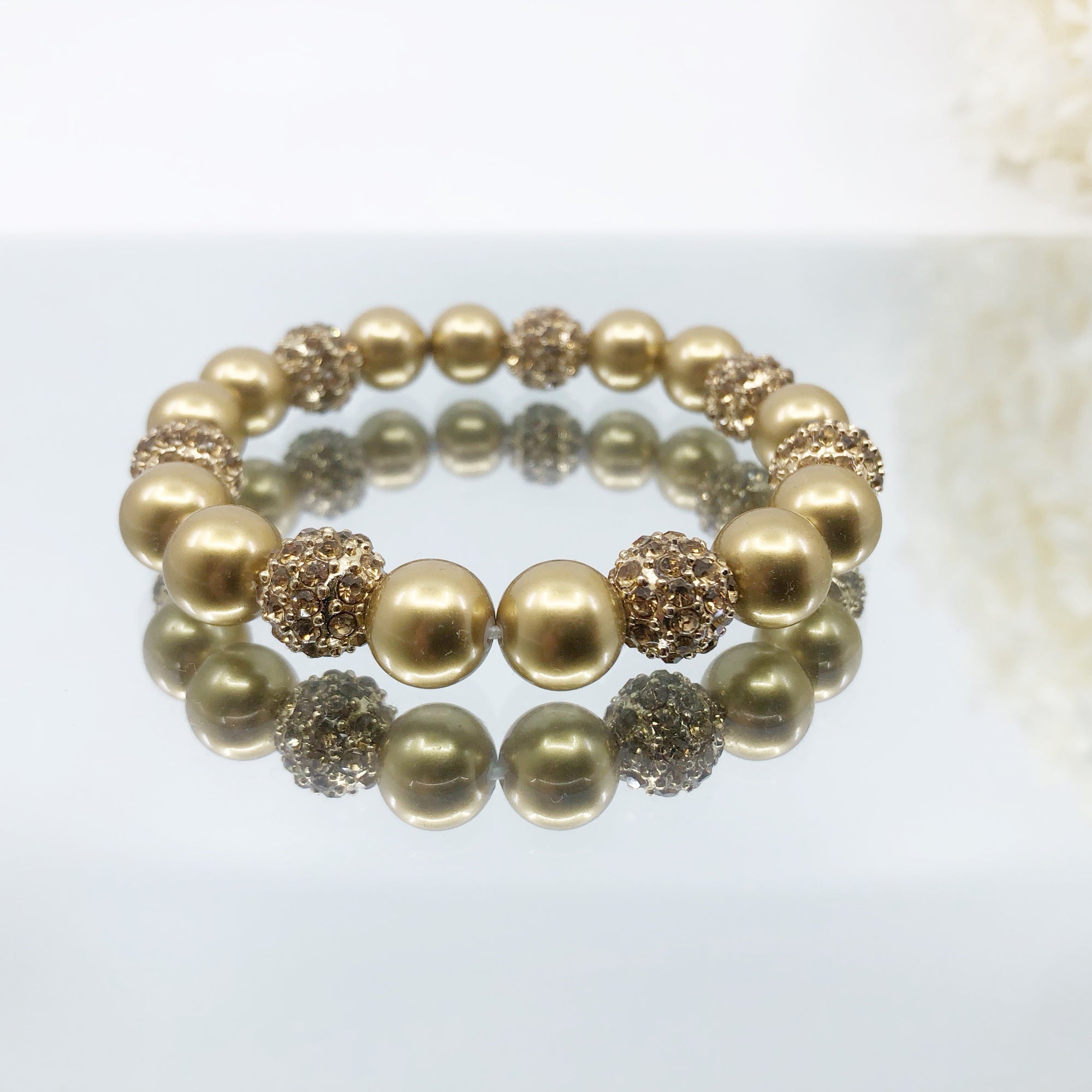 Handmade Gold Faux Pearl Bracelet