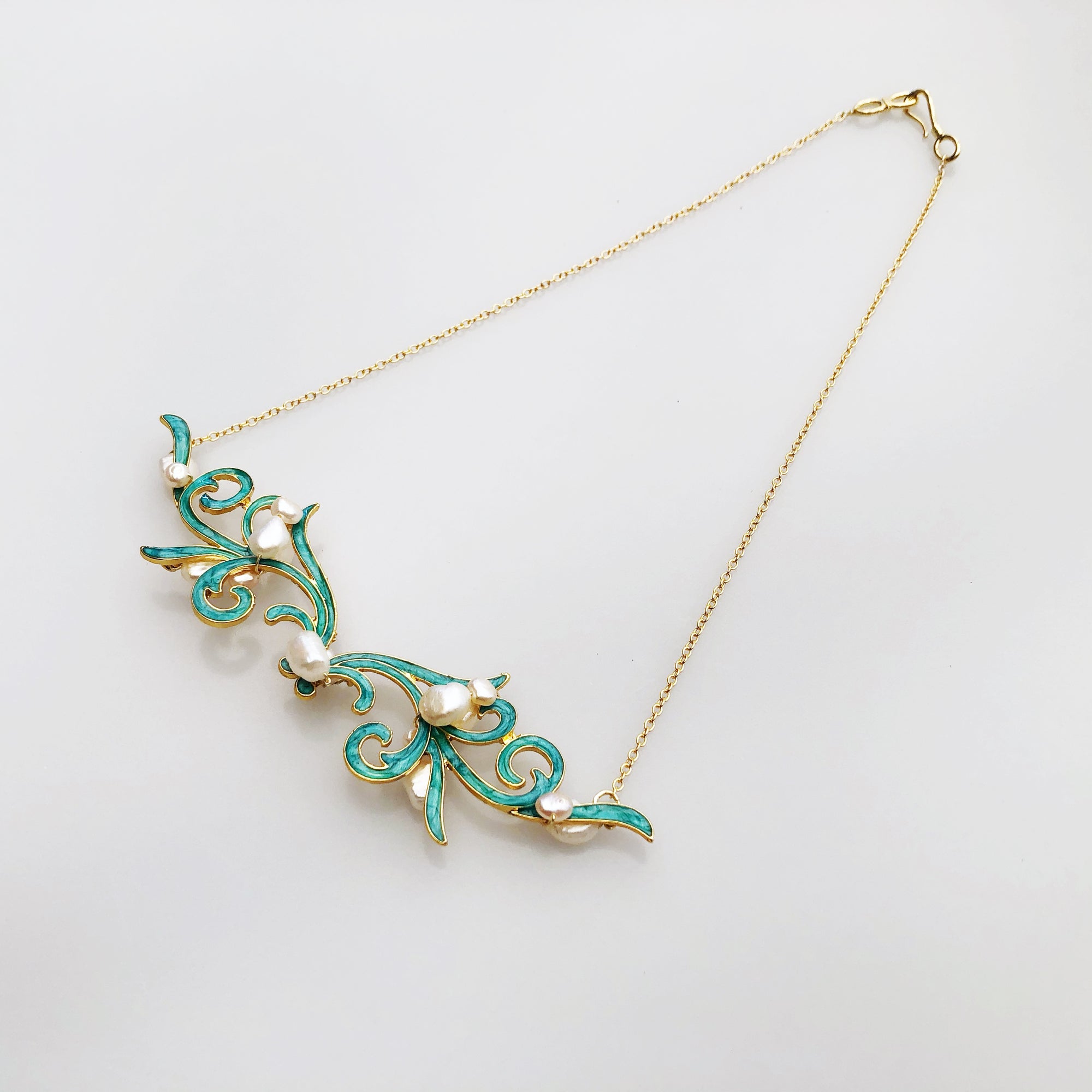 Gold Enamel Wing Necklace