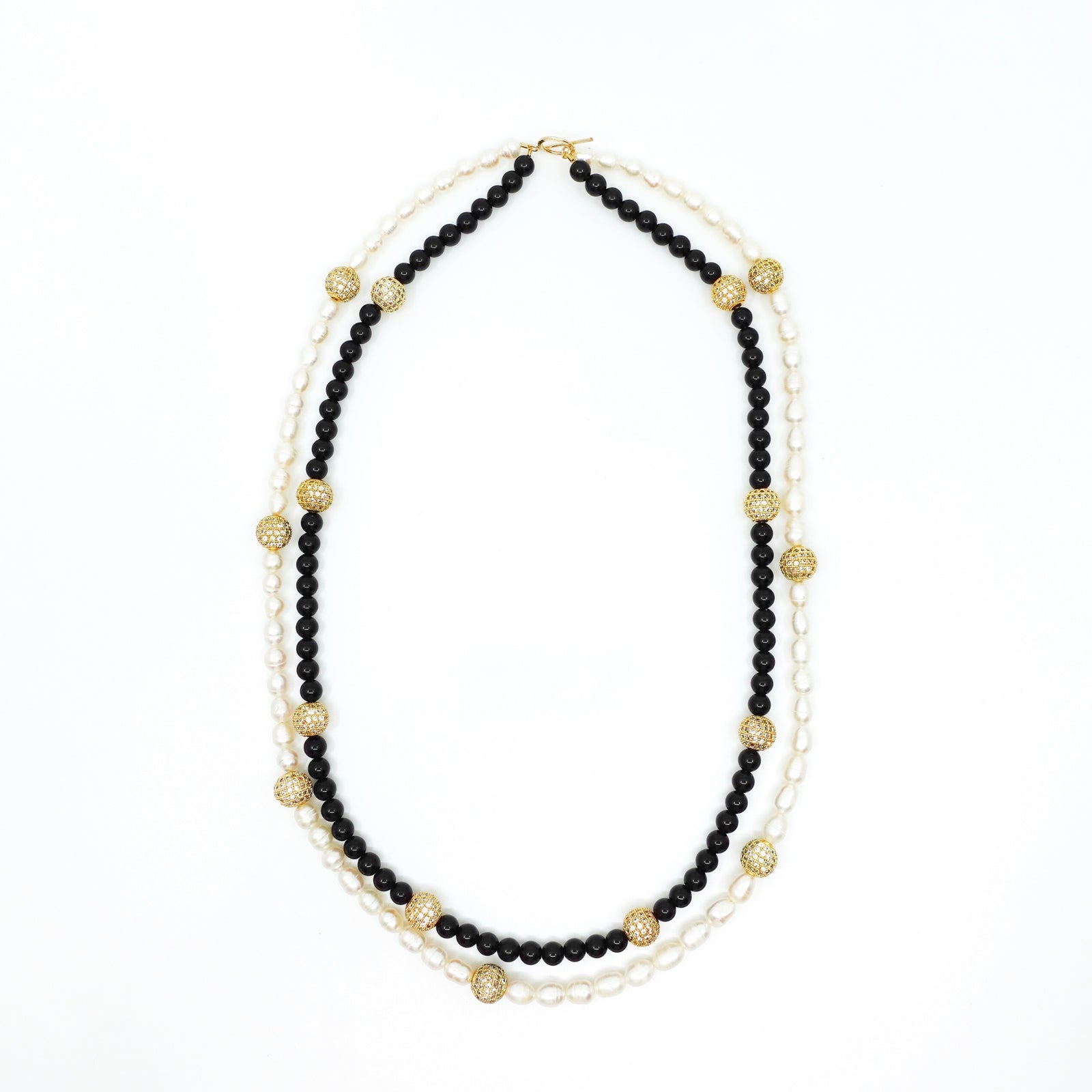 Return to Origin Pearl and Obsidian Opera Necklace - Yun Boutique