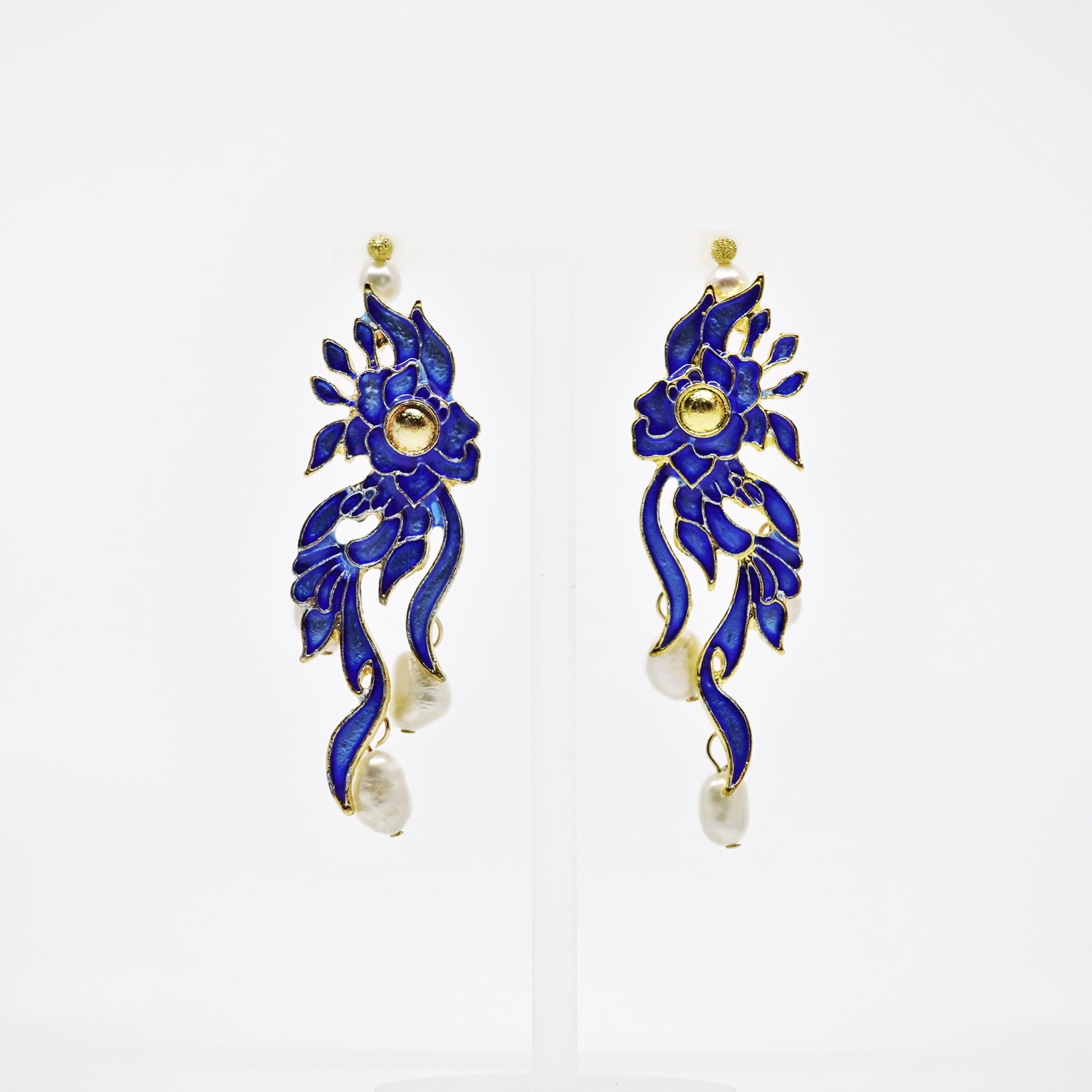 Imitate Kingfisher Enamel Statement Earrings - Yun Boutique