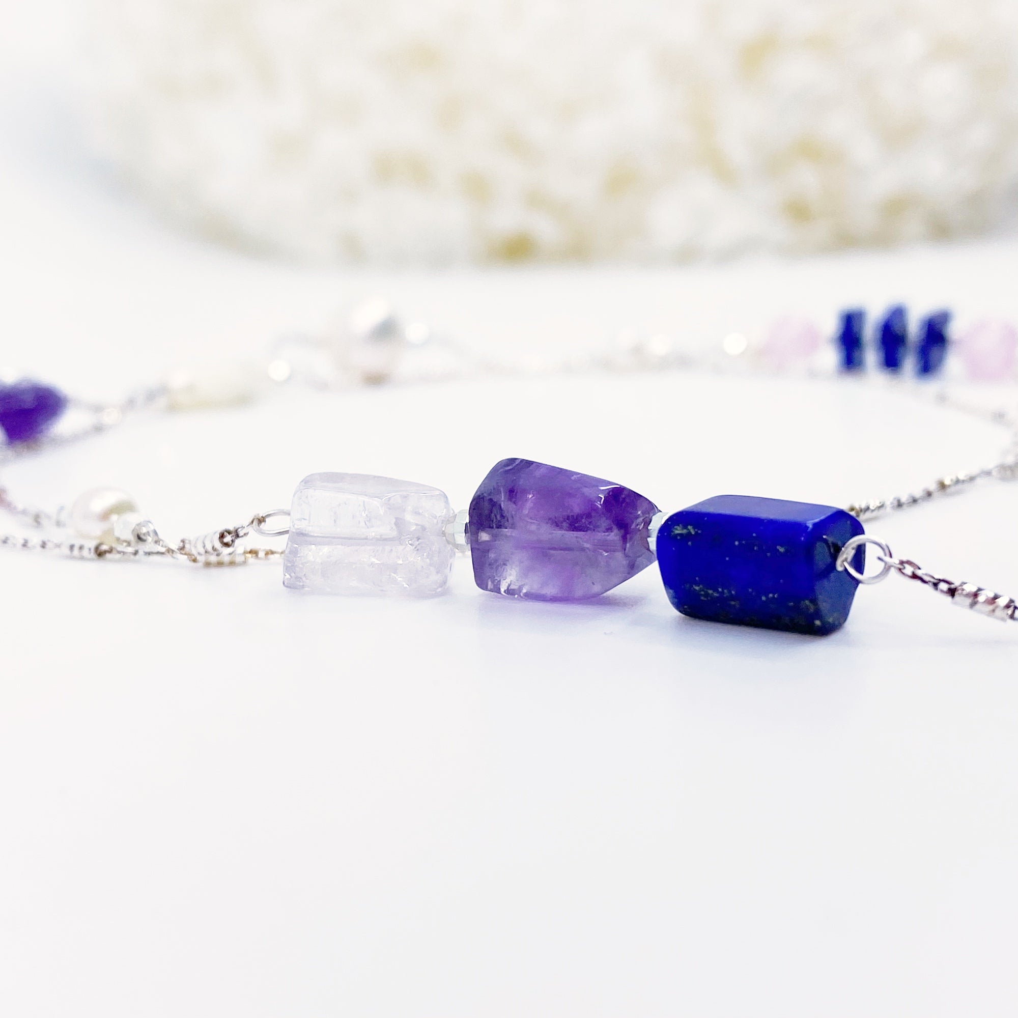 Yun Boutique The Nine Purple Gemstone and Flower Necklace