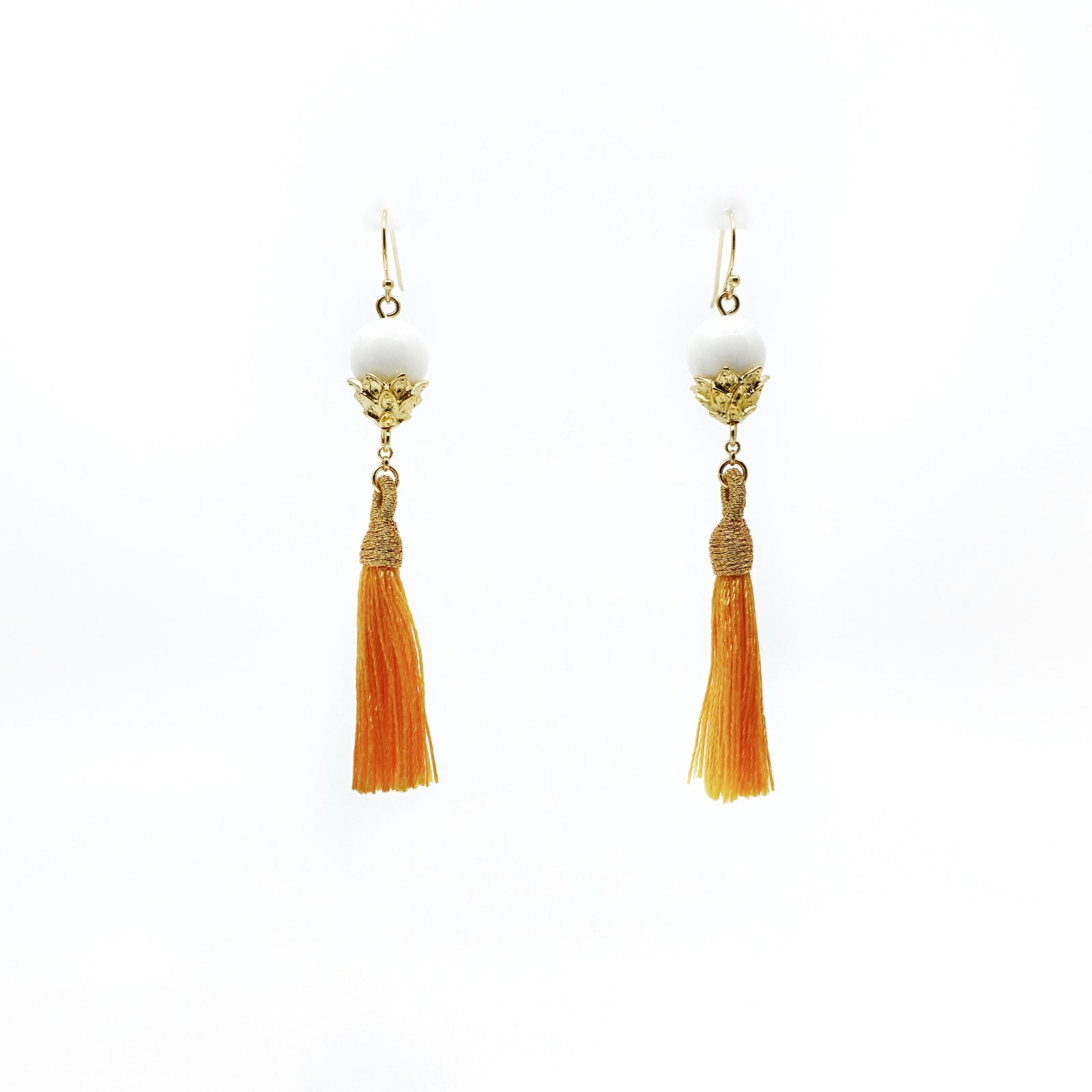 Little Lotus Silk Tassel Earrings - Yellow - Yun Boutique