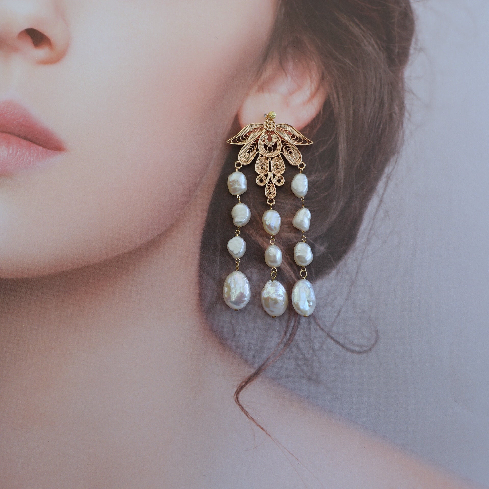 Gold Filigree Phoenix Statement Earrings - Yun Boutique