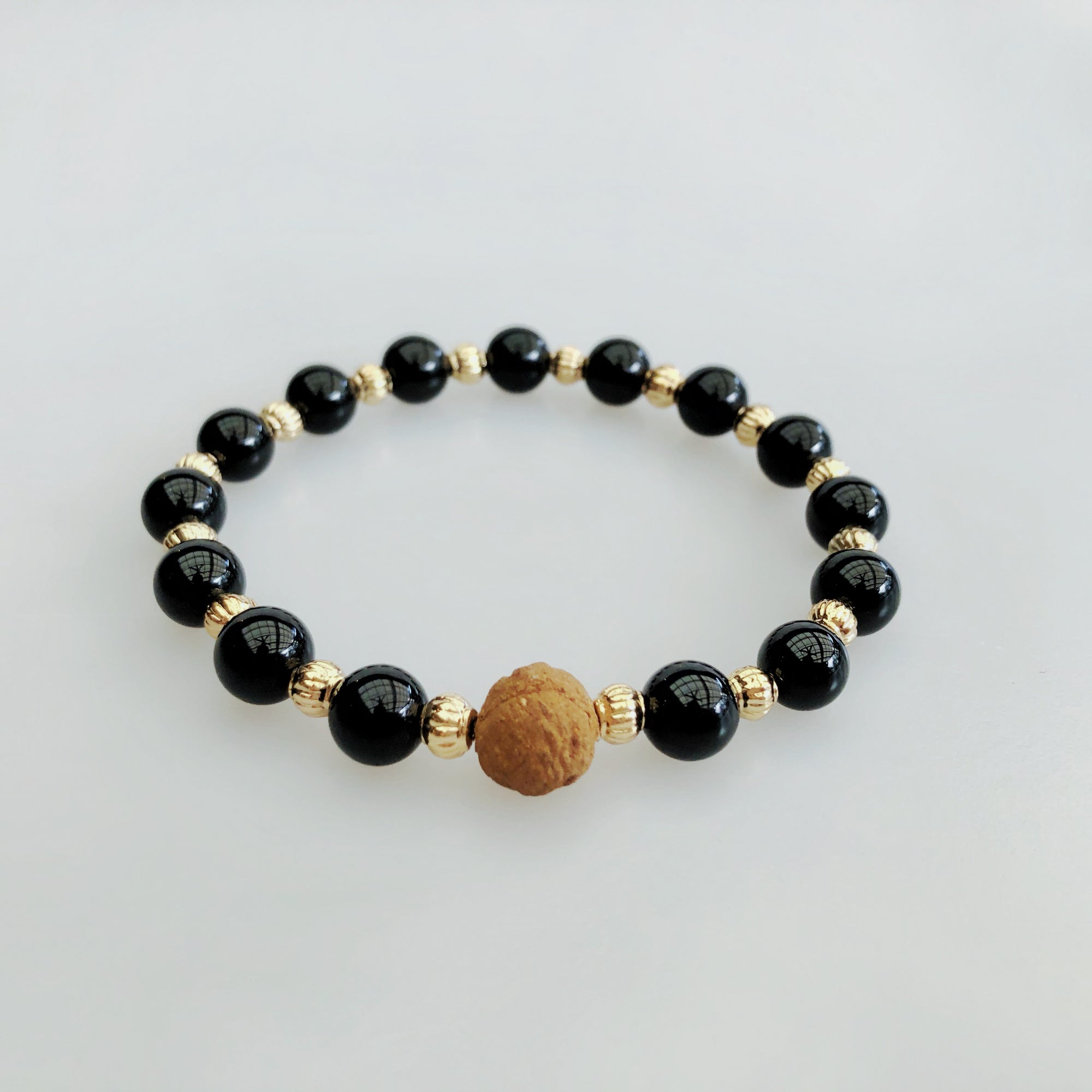 Vintage Style 8mm Obsidian Herbal Bracelet