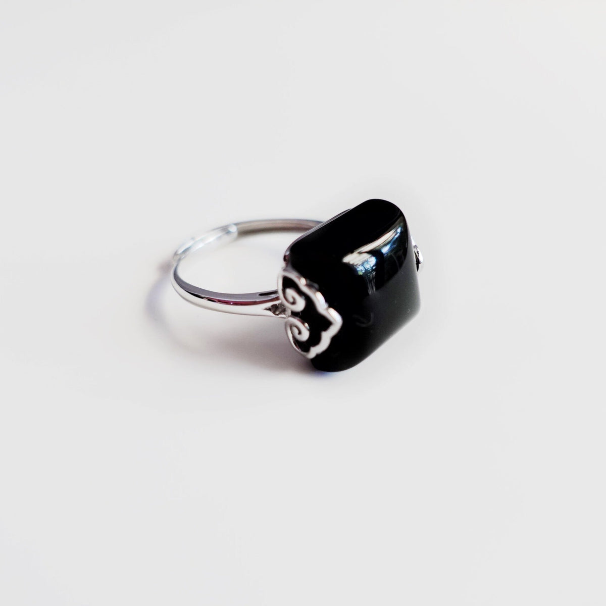 Black Obsidian Ring, Gemstone ring, Silver ring for women, silver ring for men, vintage ring, sterling silver ring, crystal ring, cocktail ring, square ring, gem rings, handmade ring, boutique ring, Asian ring, Yun Boutique Ring.