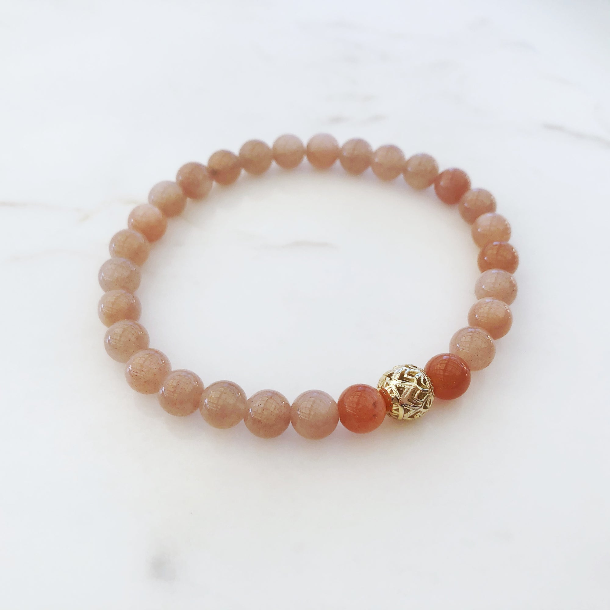 Beaded Sunstone Lotus Bracelet