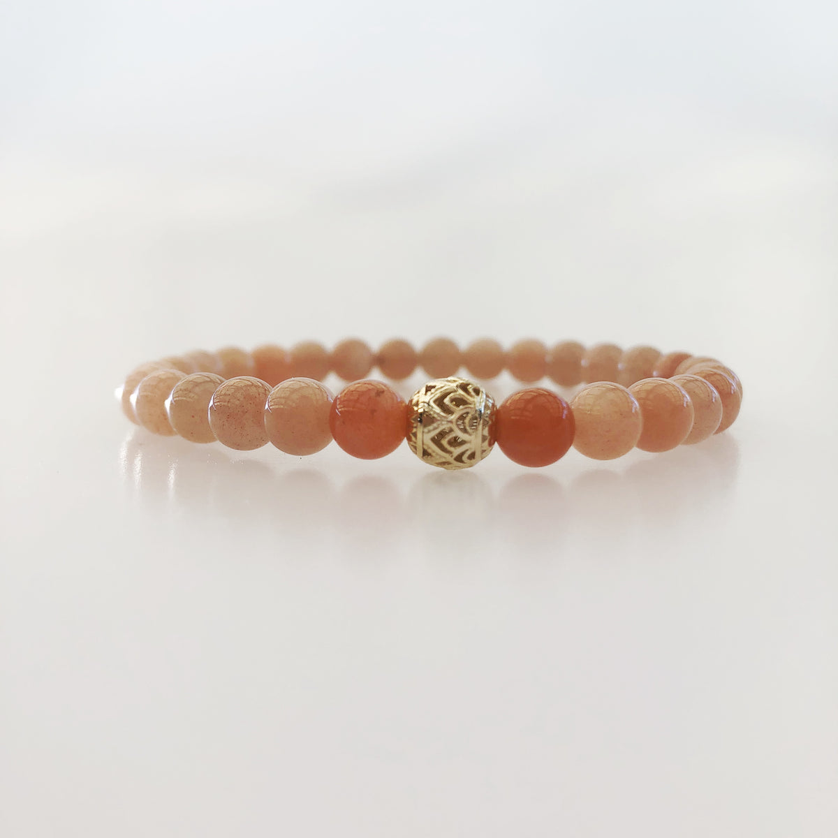 Beaded Sunstone Lotus Bracelet