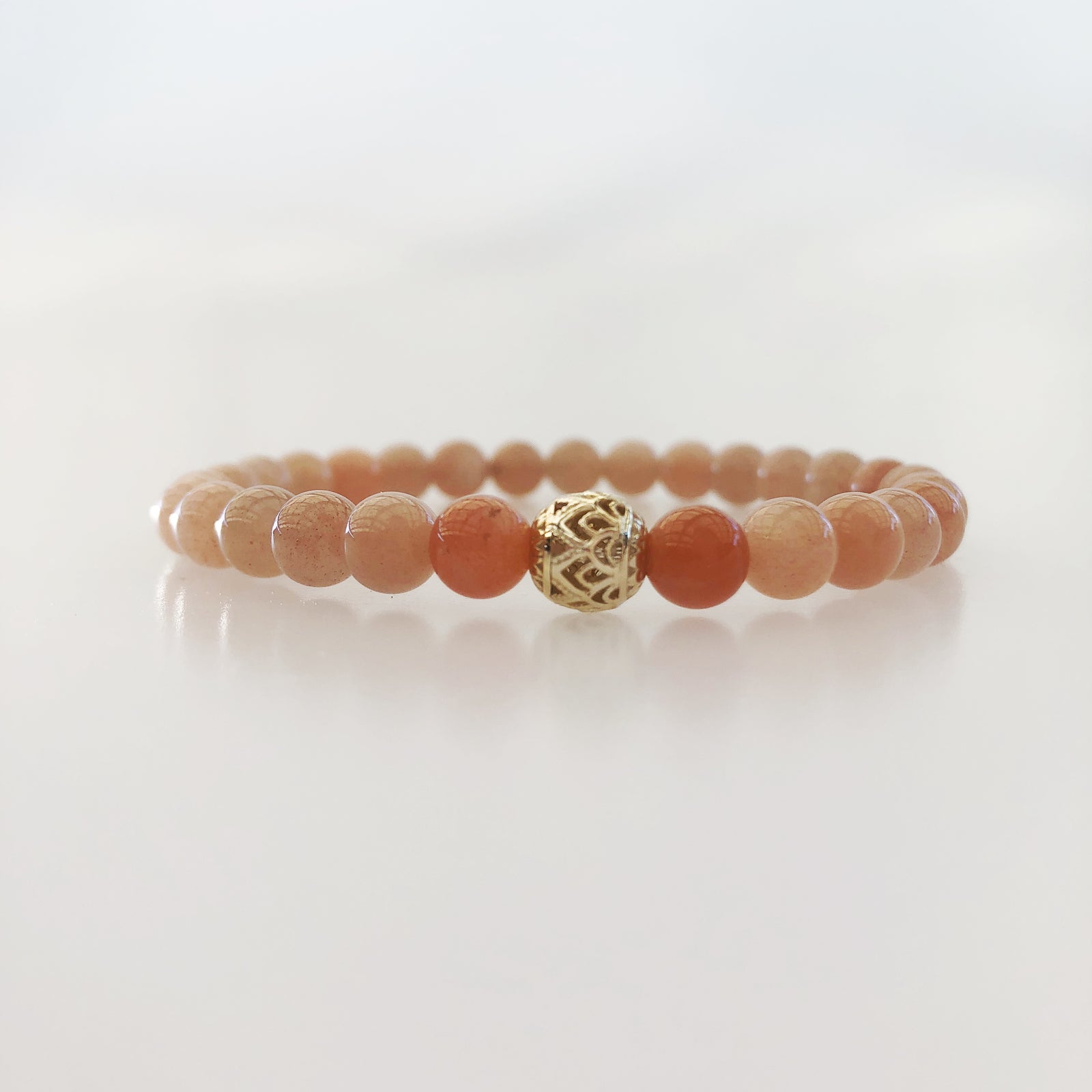 Beaded Sunstone Lotus Bracelet