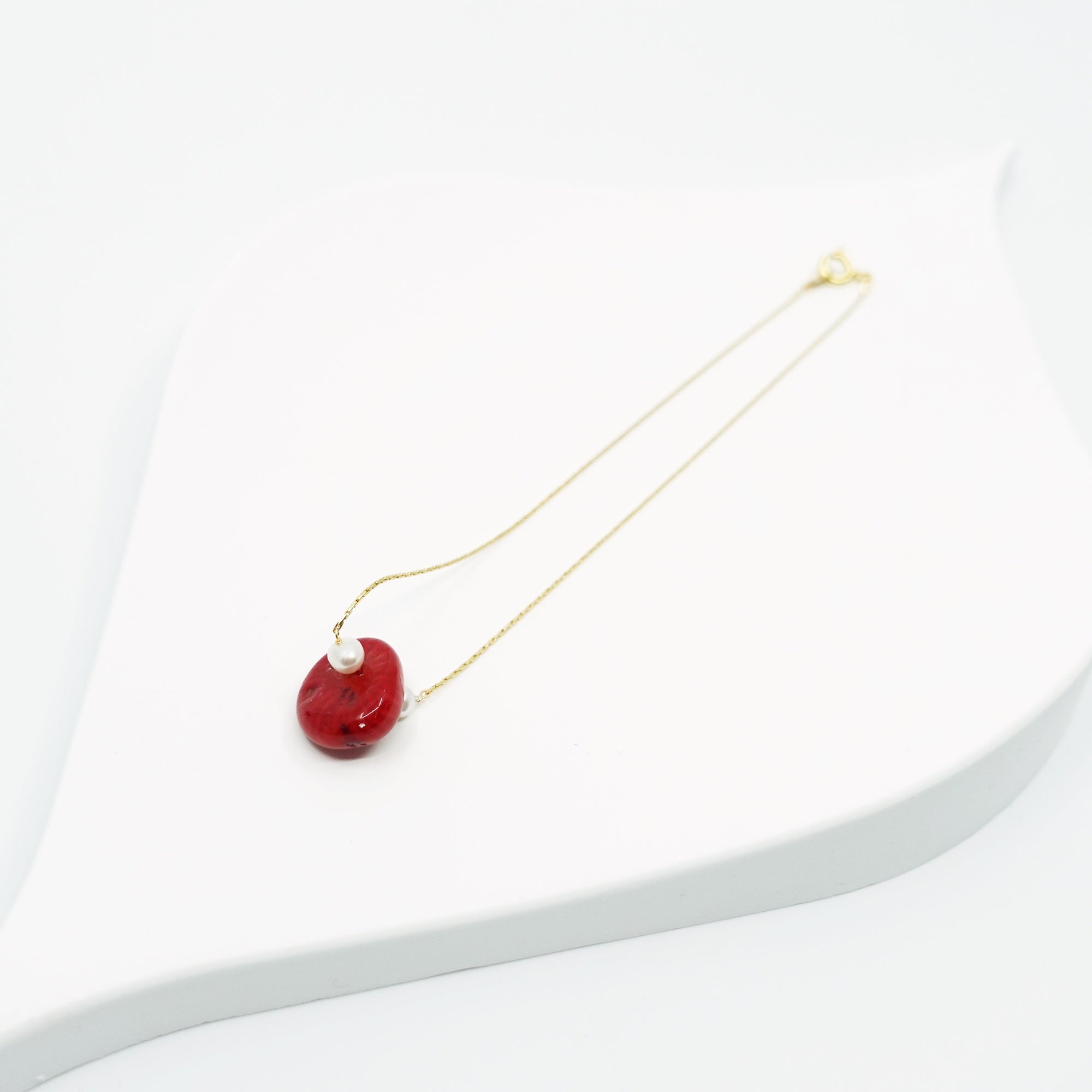 Gold Filled Red Coral Anklet - Yun Boutique