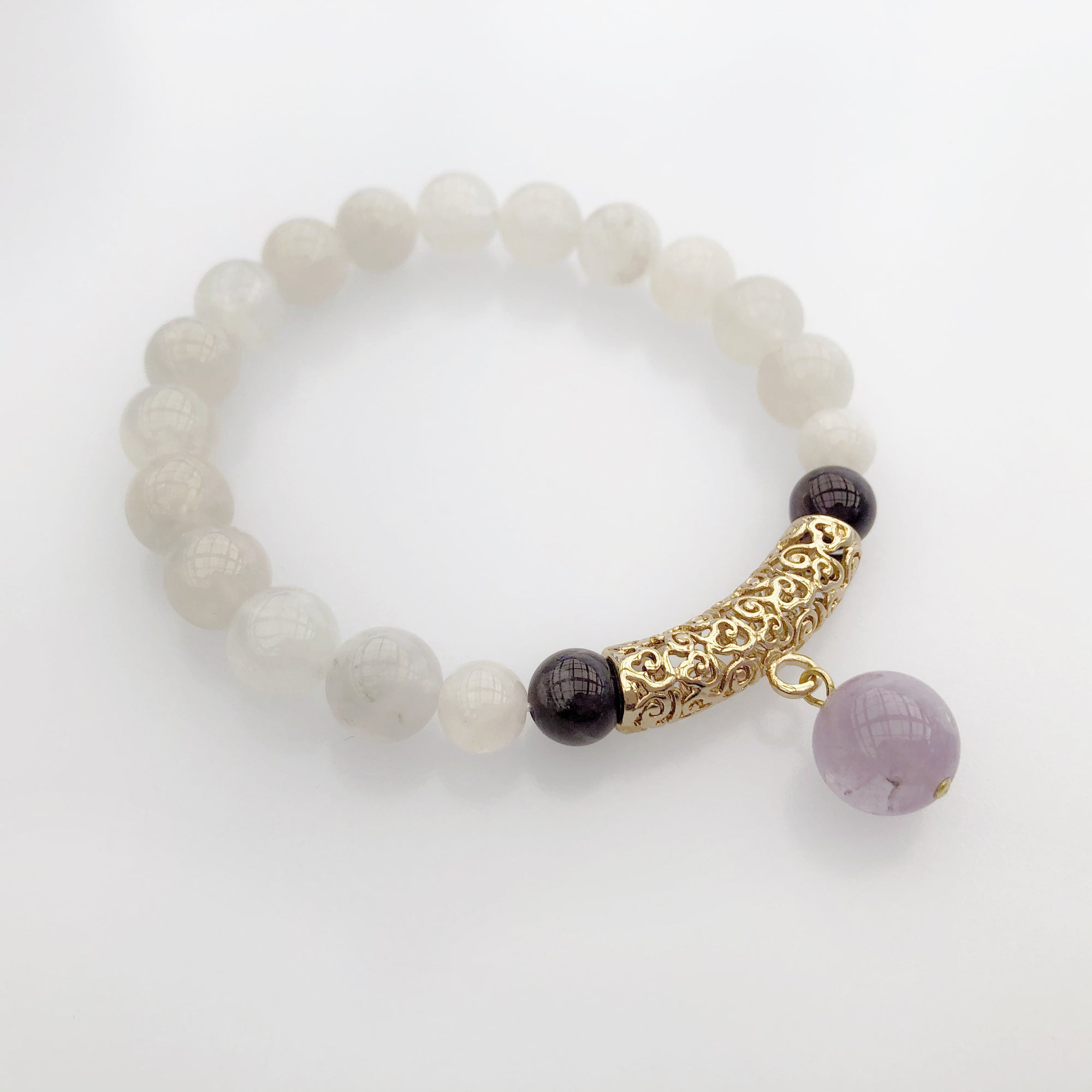 Beaded Moonstone Auspicious Clouds Bracelet