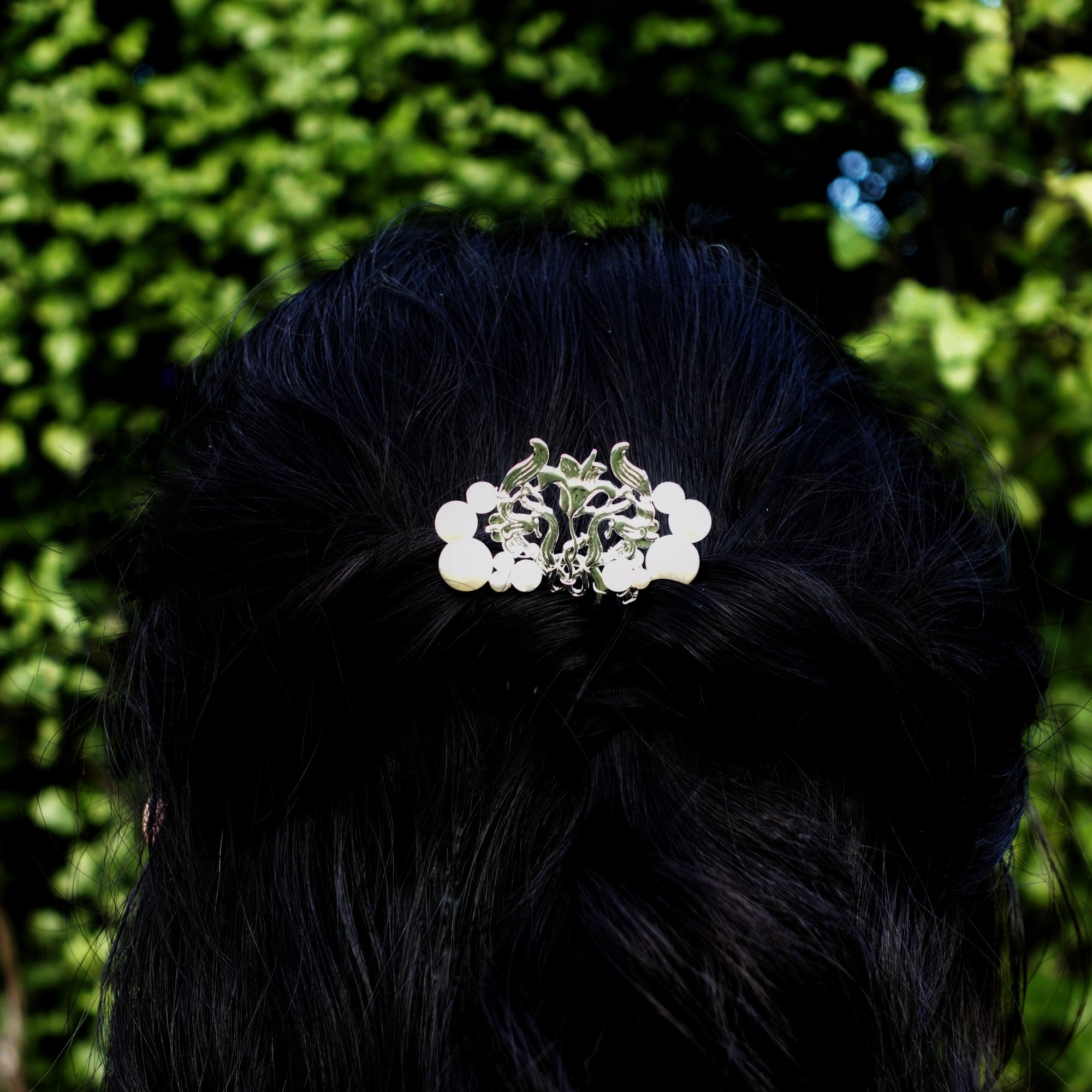 Lily Flower Hair Comb Silver - Yun Boutique