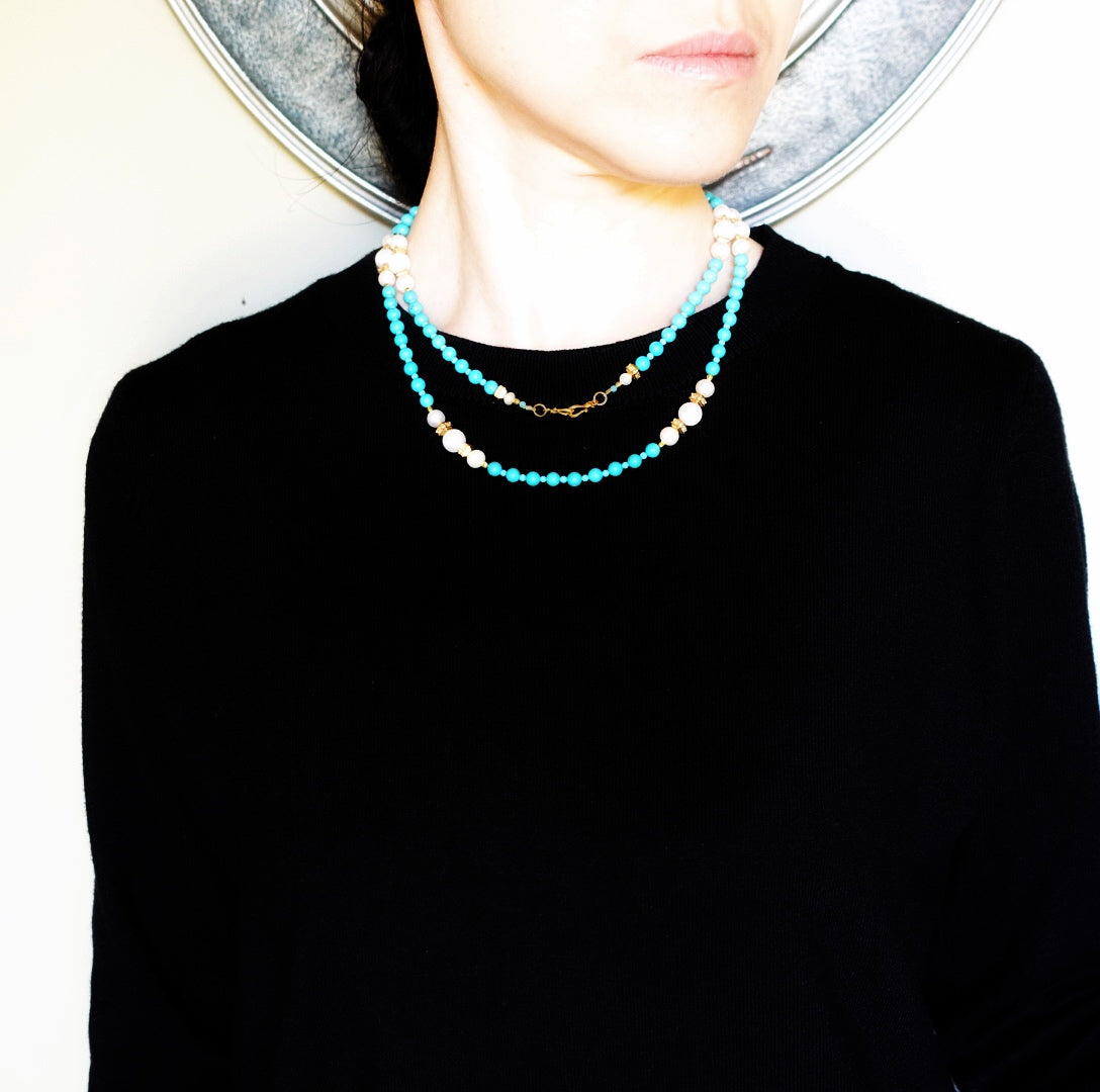 Return to Origin Natural Turquoise Beaded Necklace - Yun Boutique