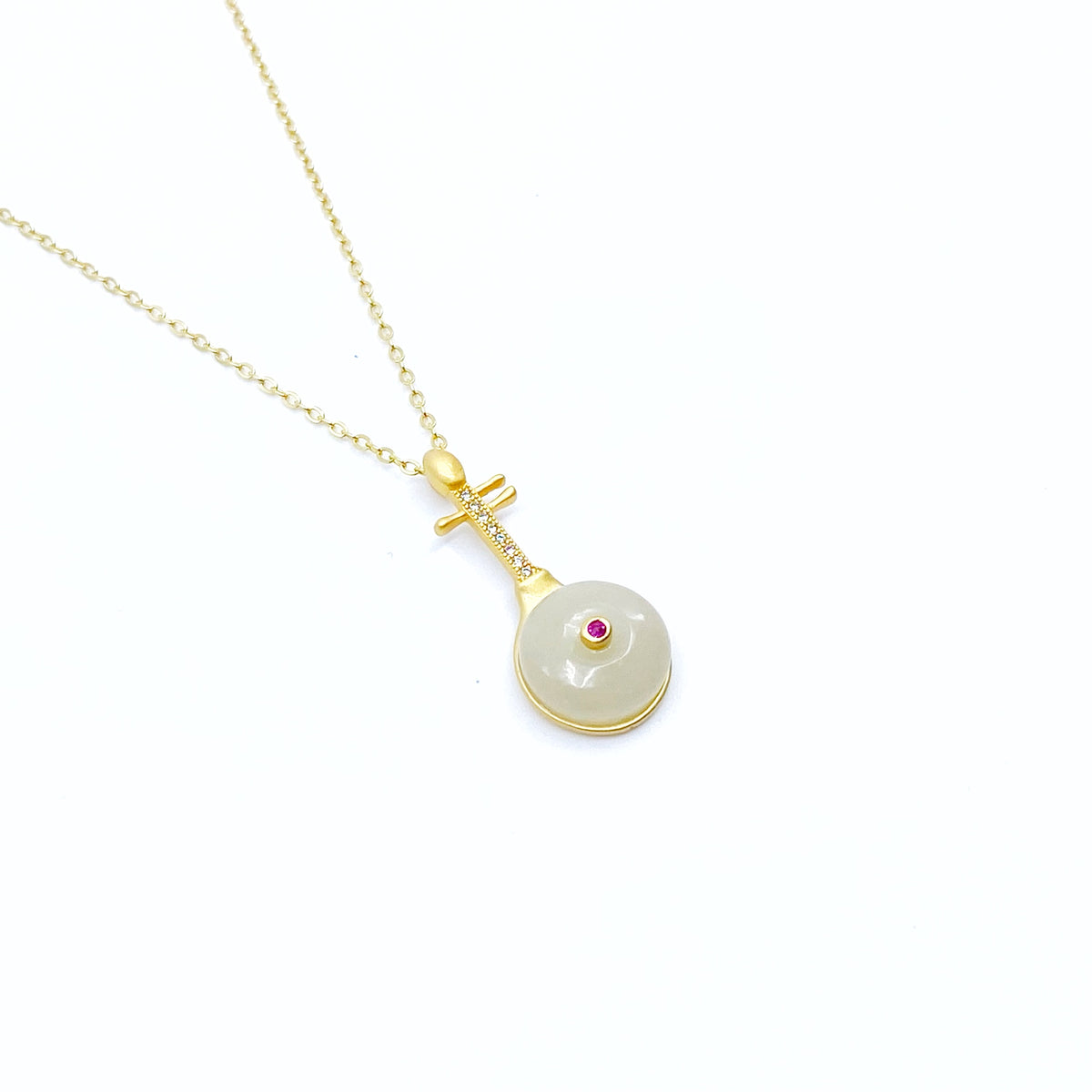 Yun Boutique Gold Pipa Hetian Jade Necklace